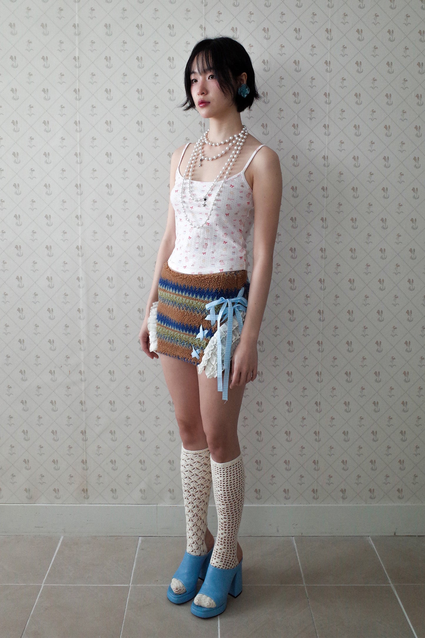 [Ordermade] Crochet Airy Cotton Knee Socks (Cream)