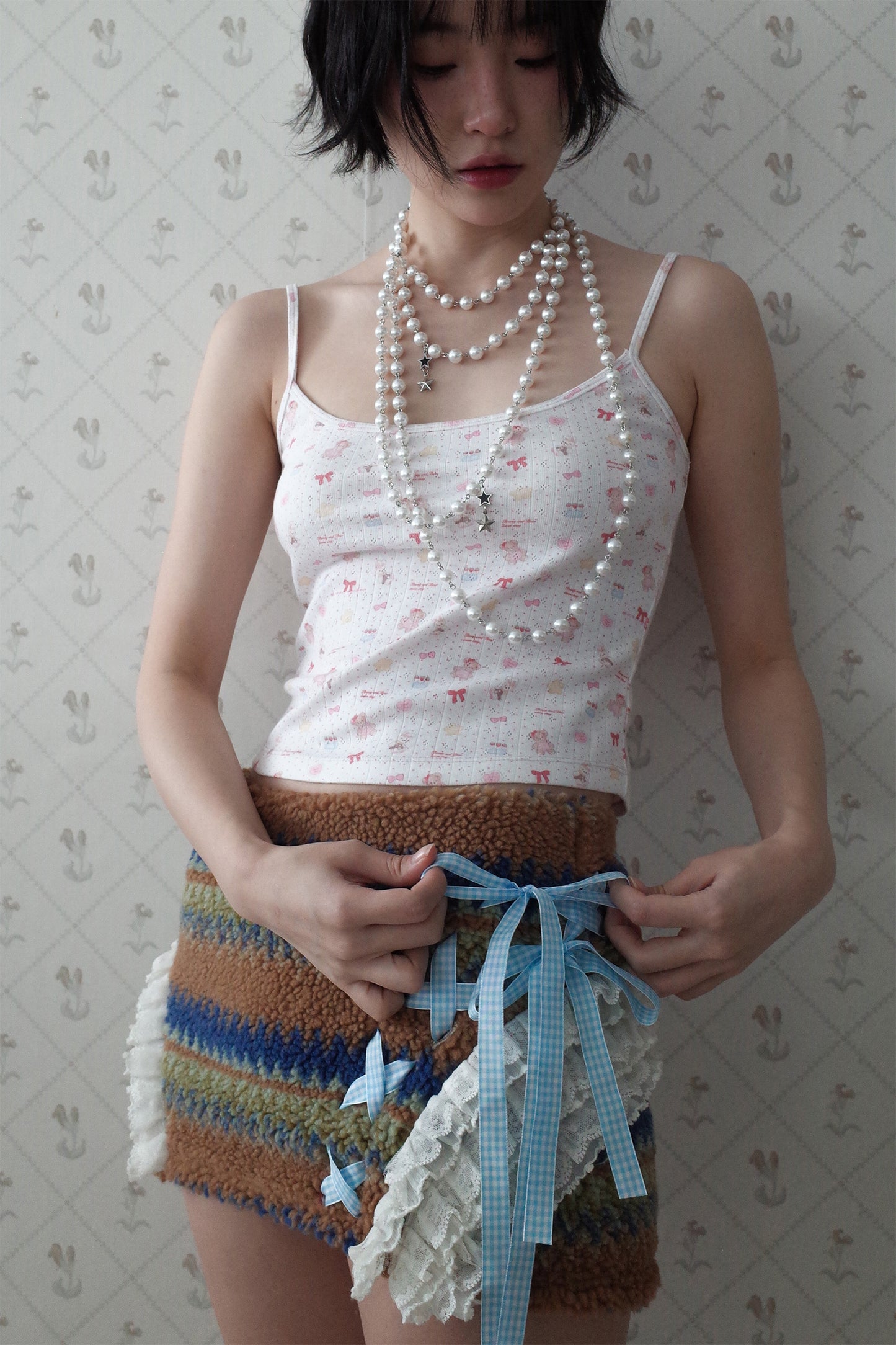 Layered Faux Pearl Necklace (White)