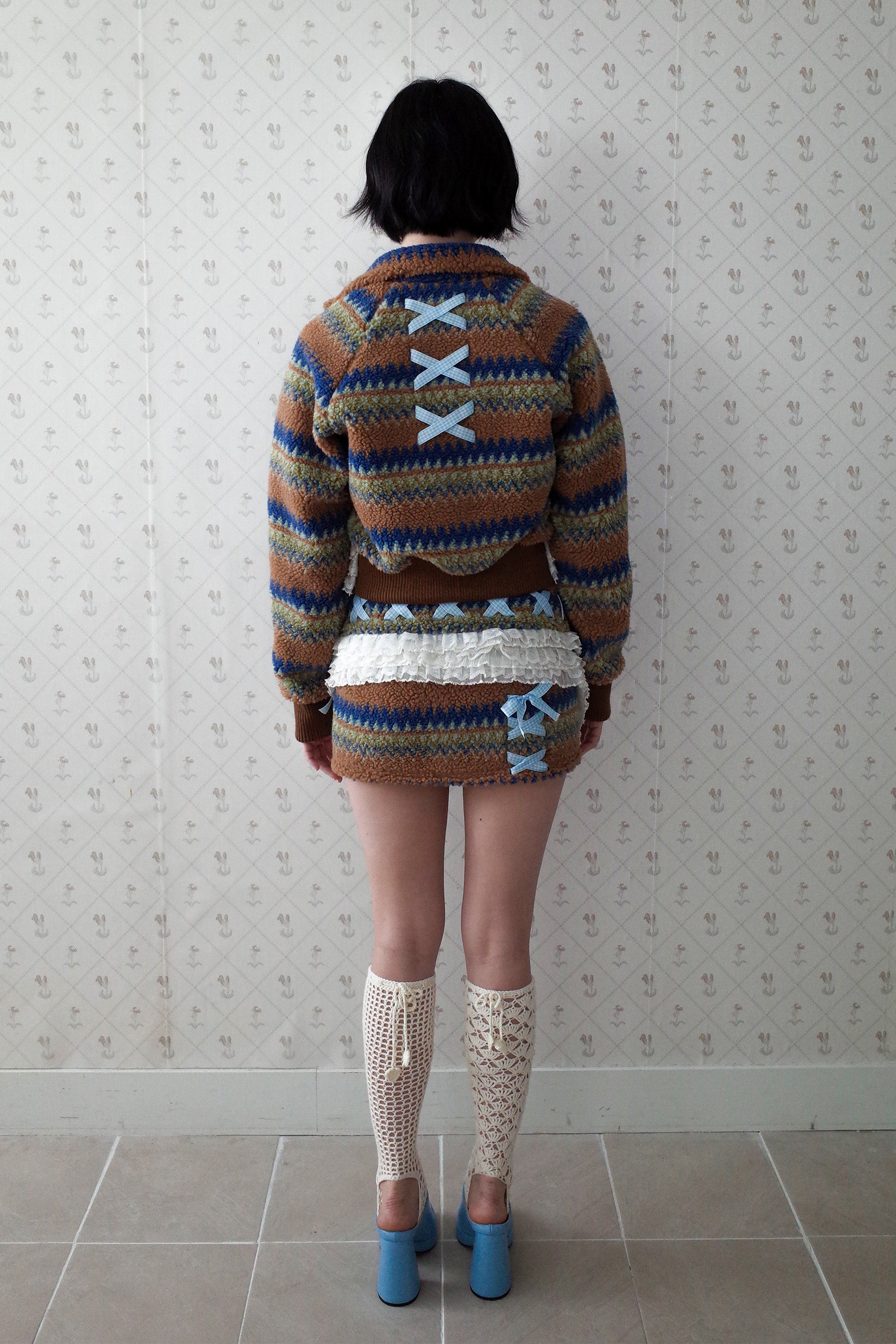 Ribbon&lace teddy skort camel