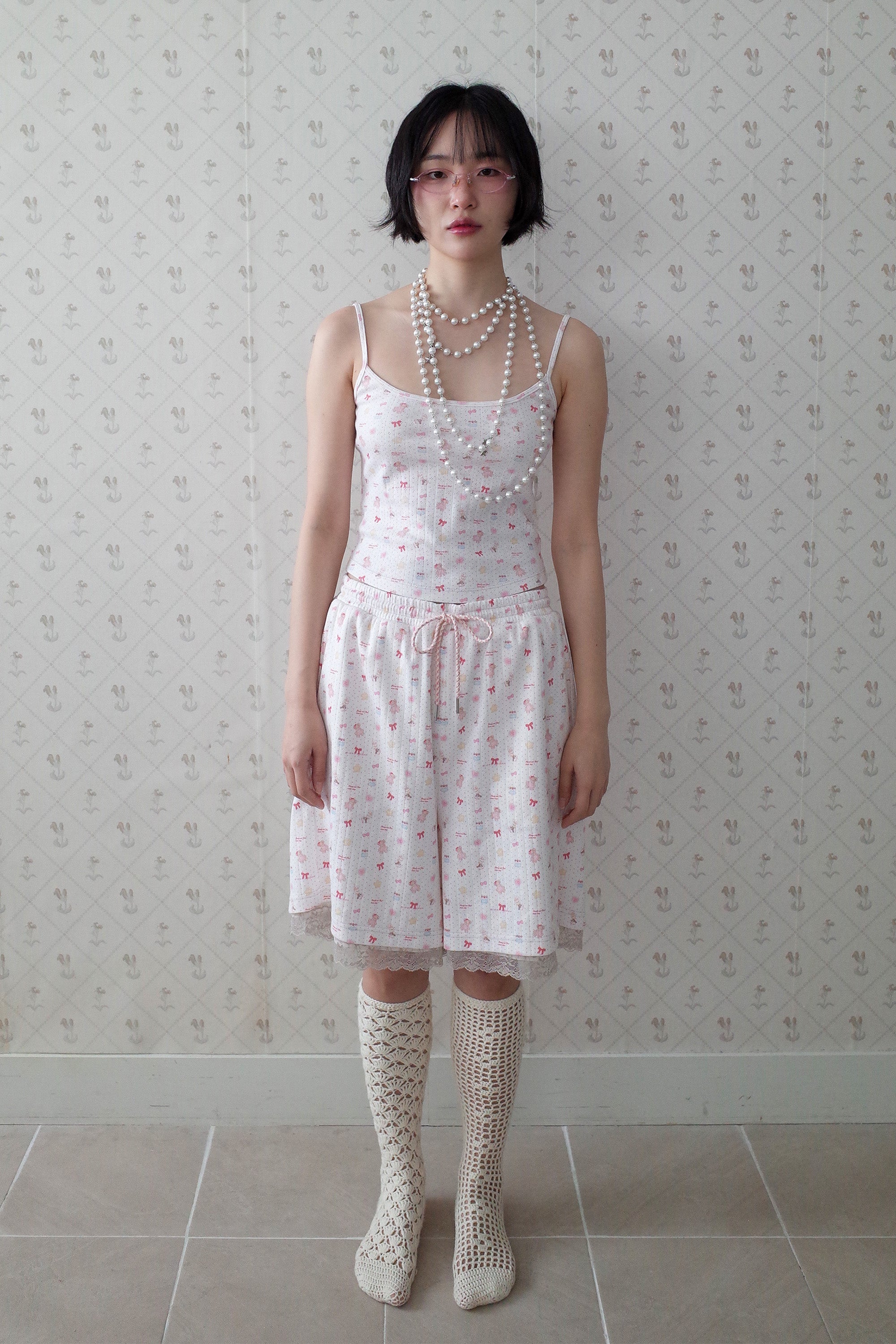 Teddy bear lace shorts white