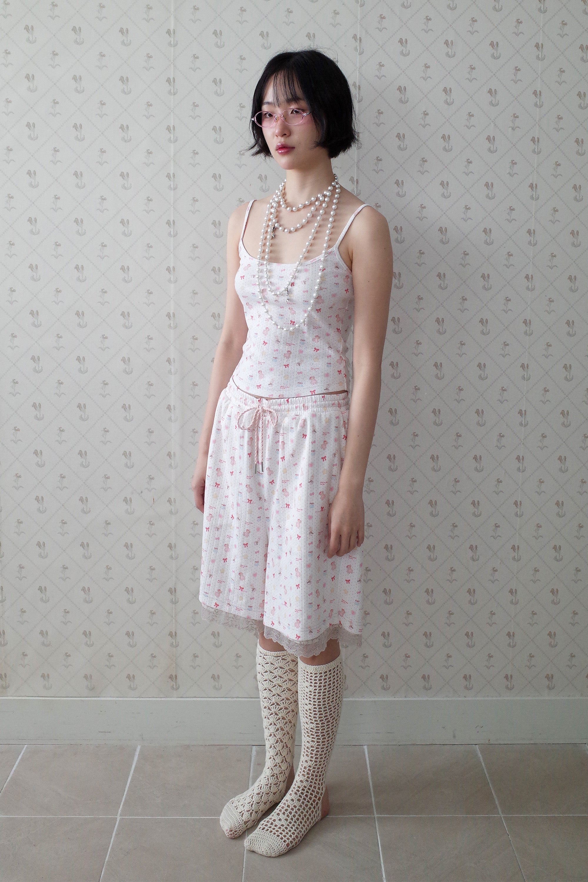 Teddy bear square slip white