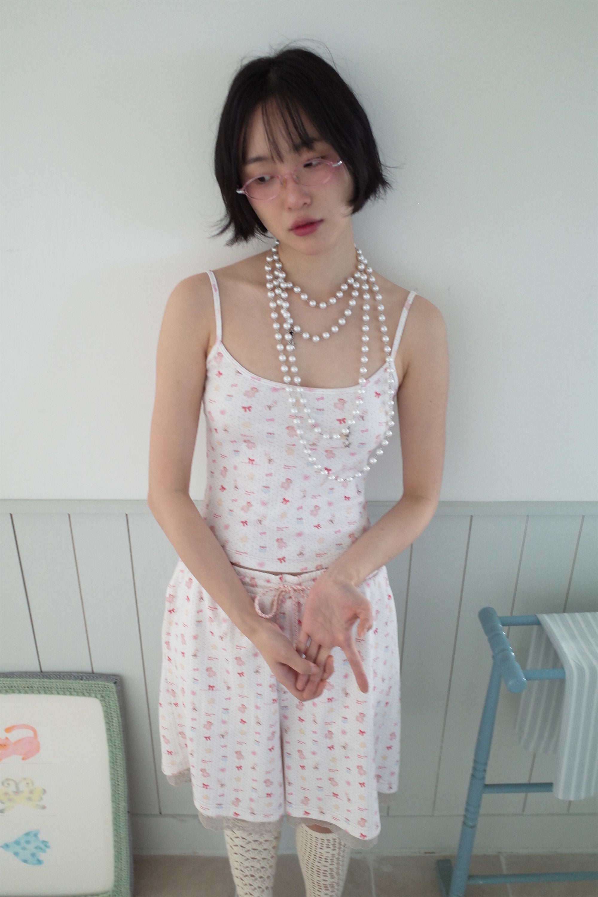 Teddy bear square slip white