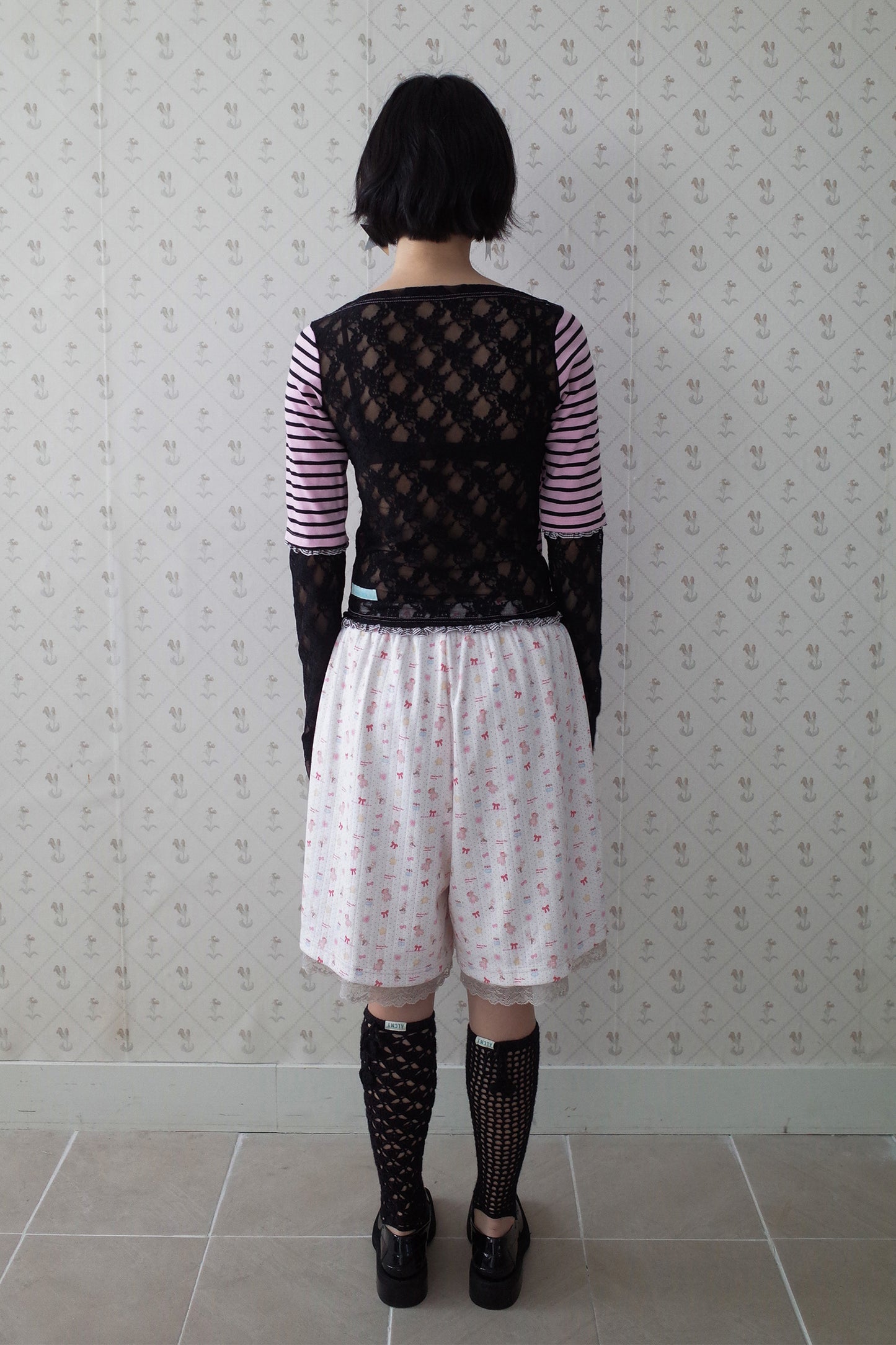 [Ordermade] Crochet Airy Cotton Knee Socks (Black)