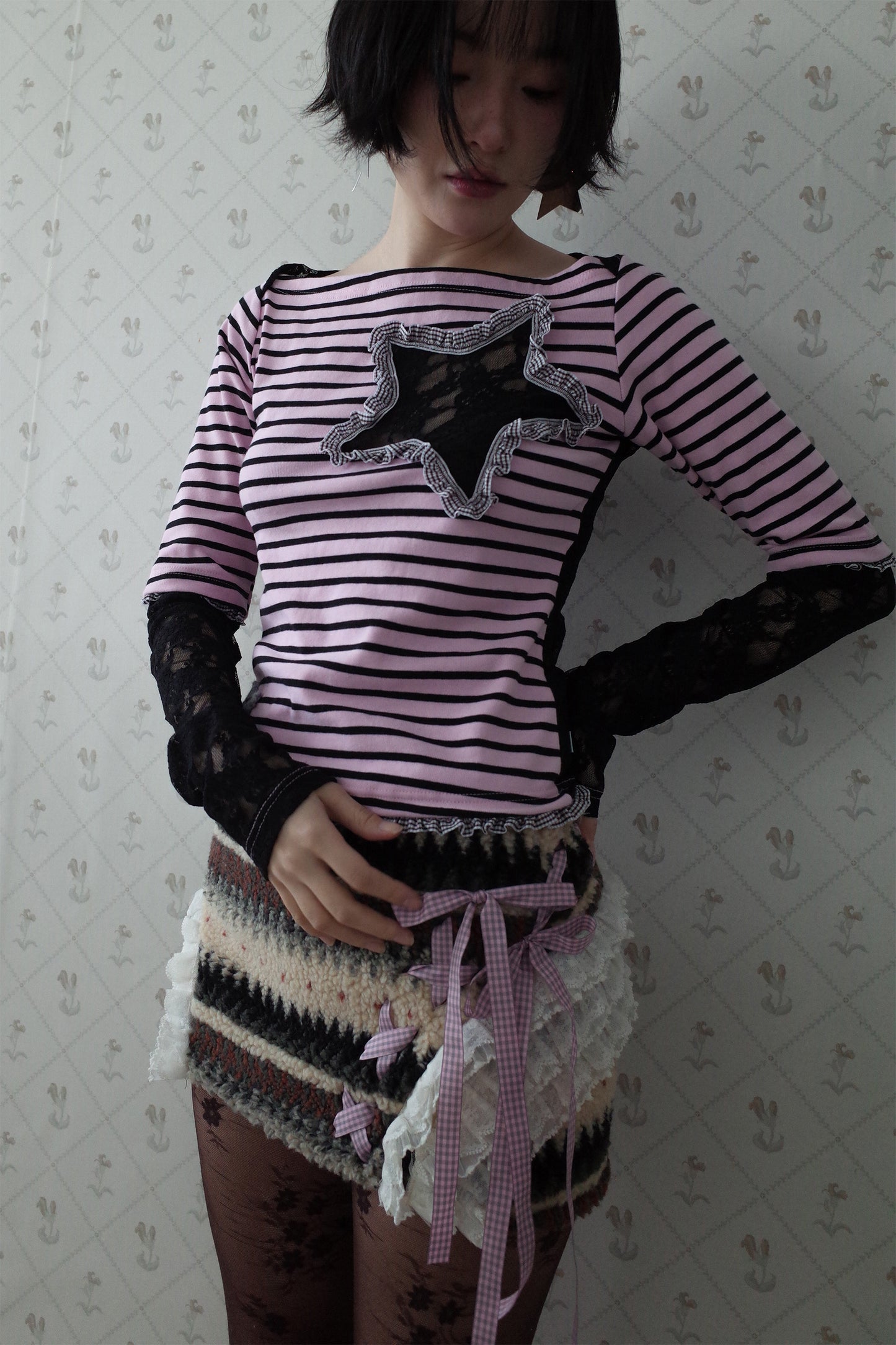 Ribbon & Lace Teddy Skort (Beige)