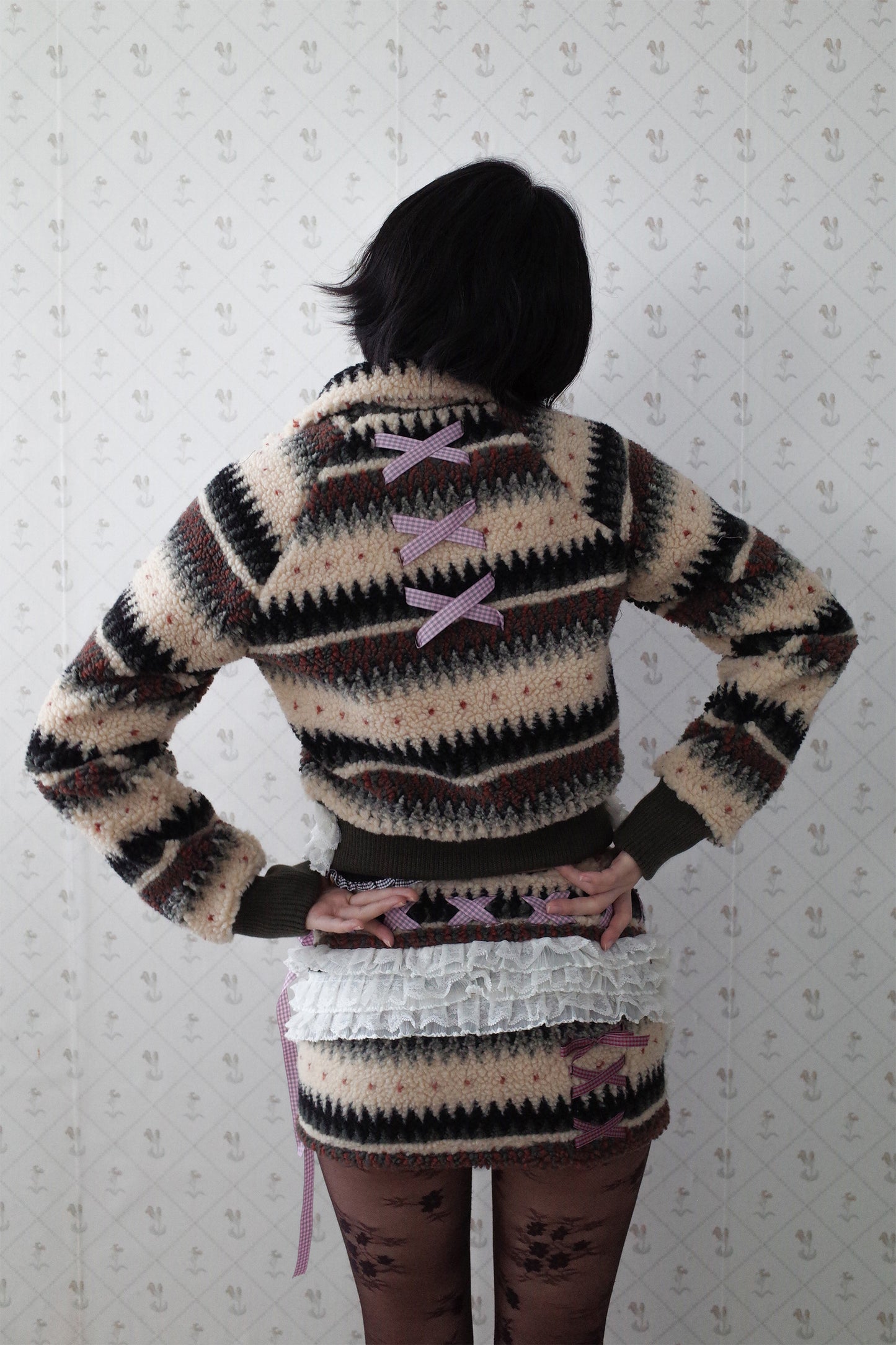 Ribbon & Lace Teddy Jumper (Beige)