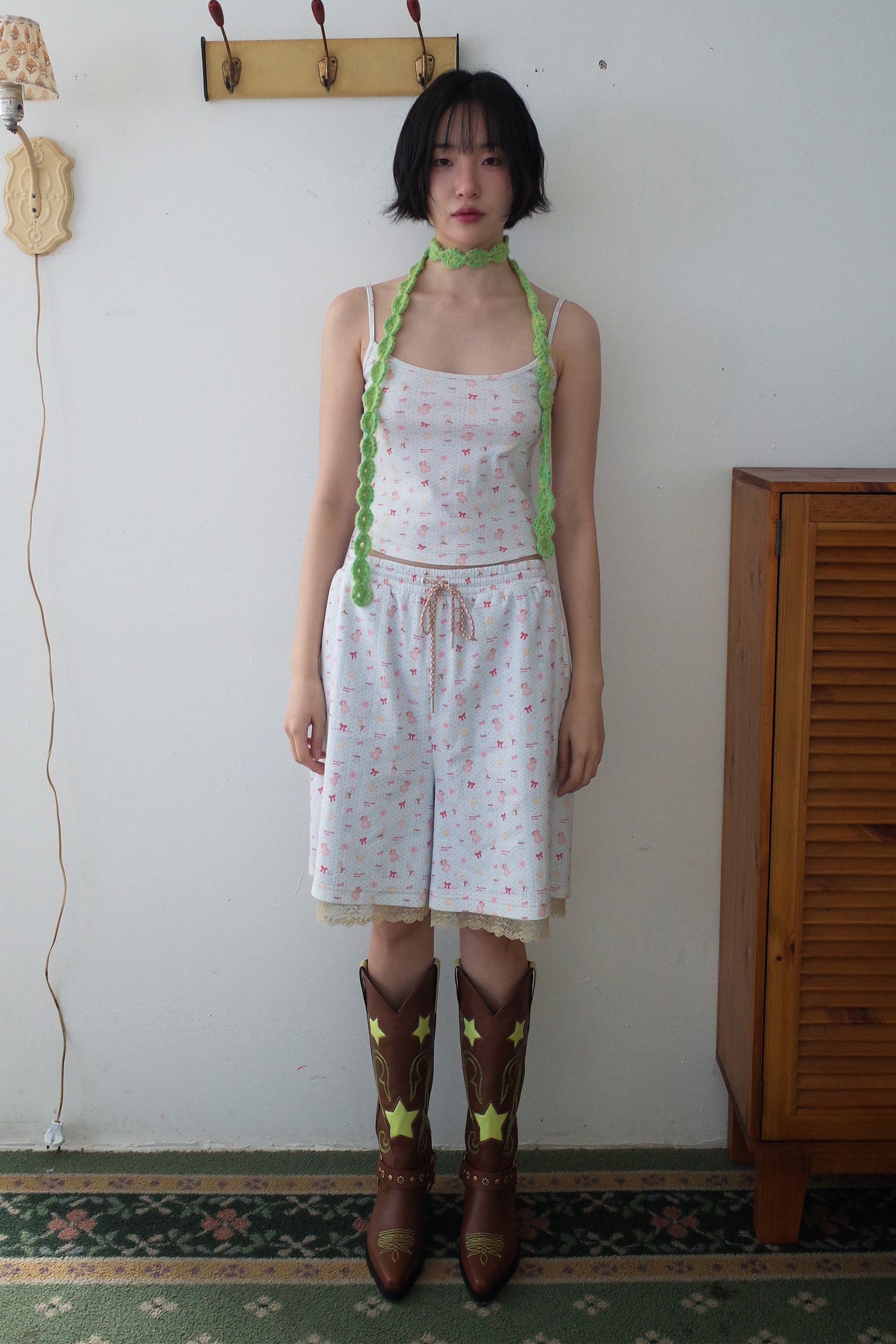 Teddy bear lace shorts blue