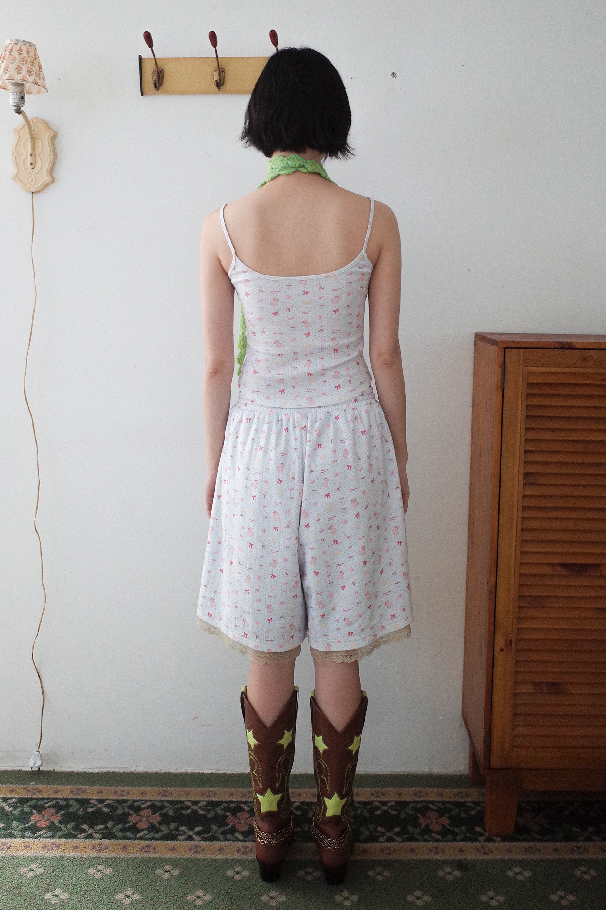 Teddy bear lace shorts blue