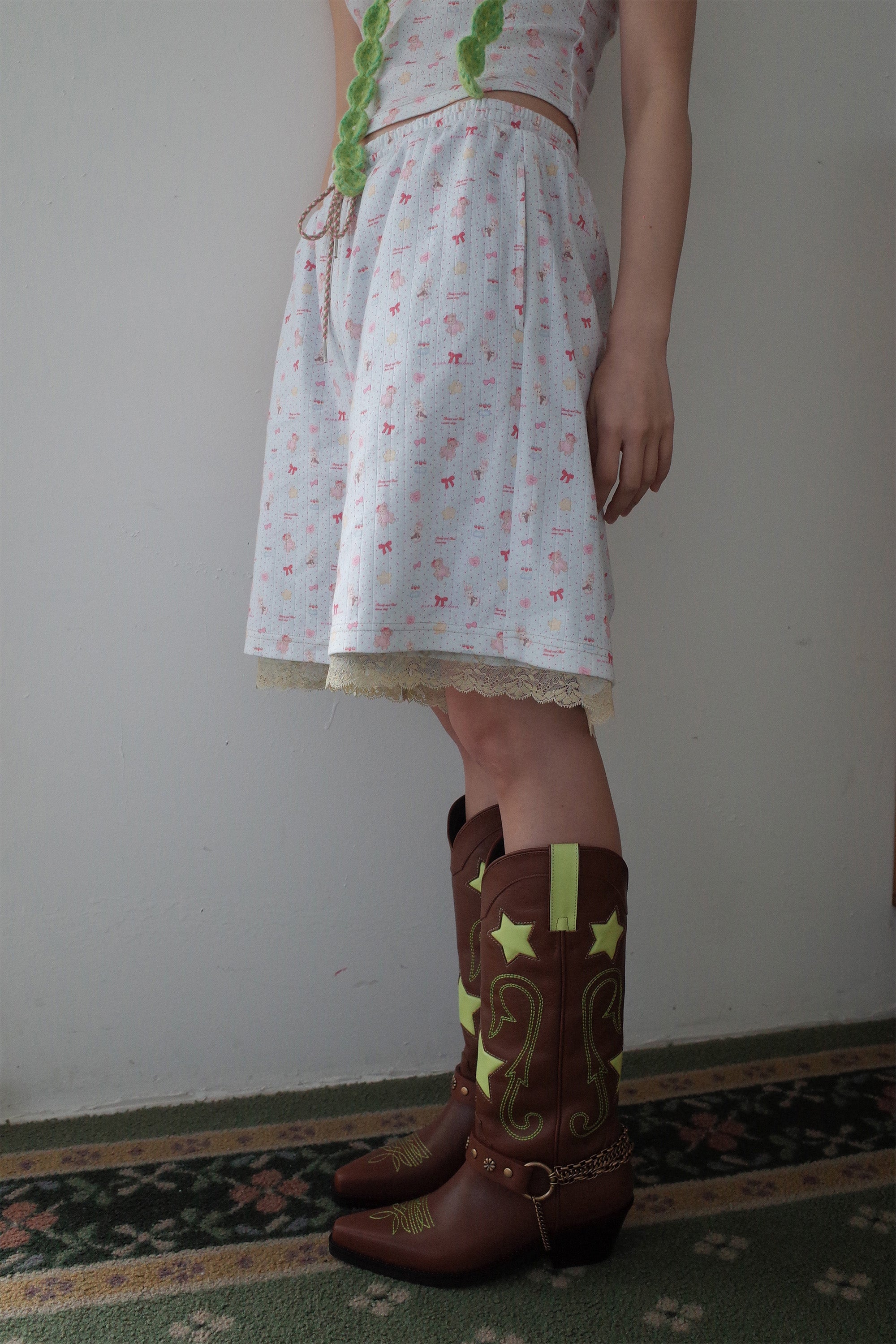 Teddy bear lace shorts blue