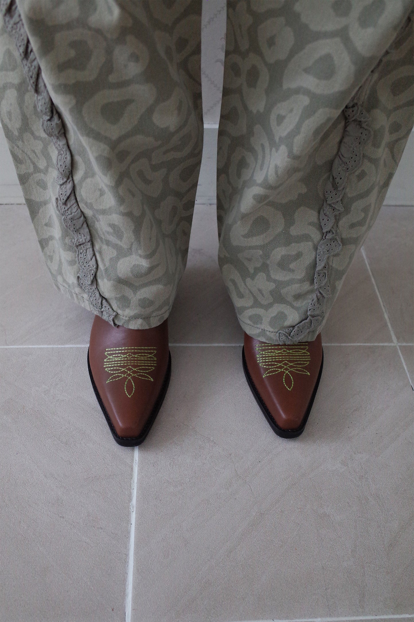 So Many Buttons Leopard Pants (Khaki)