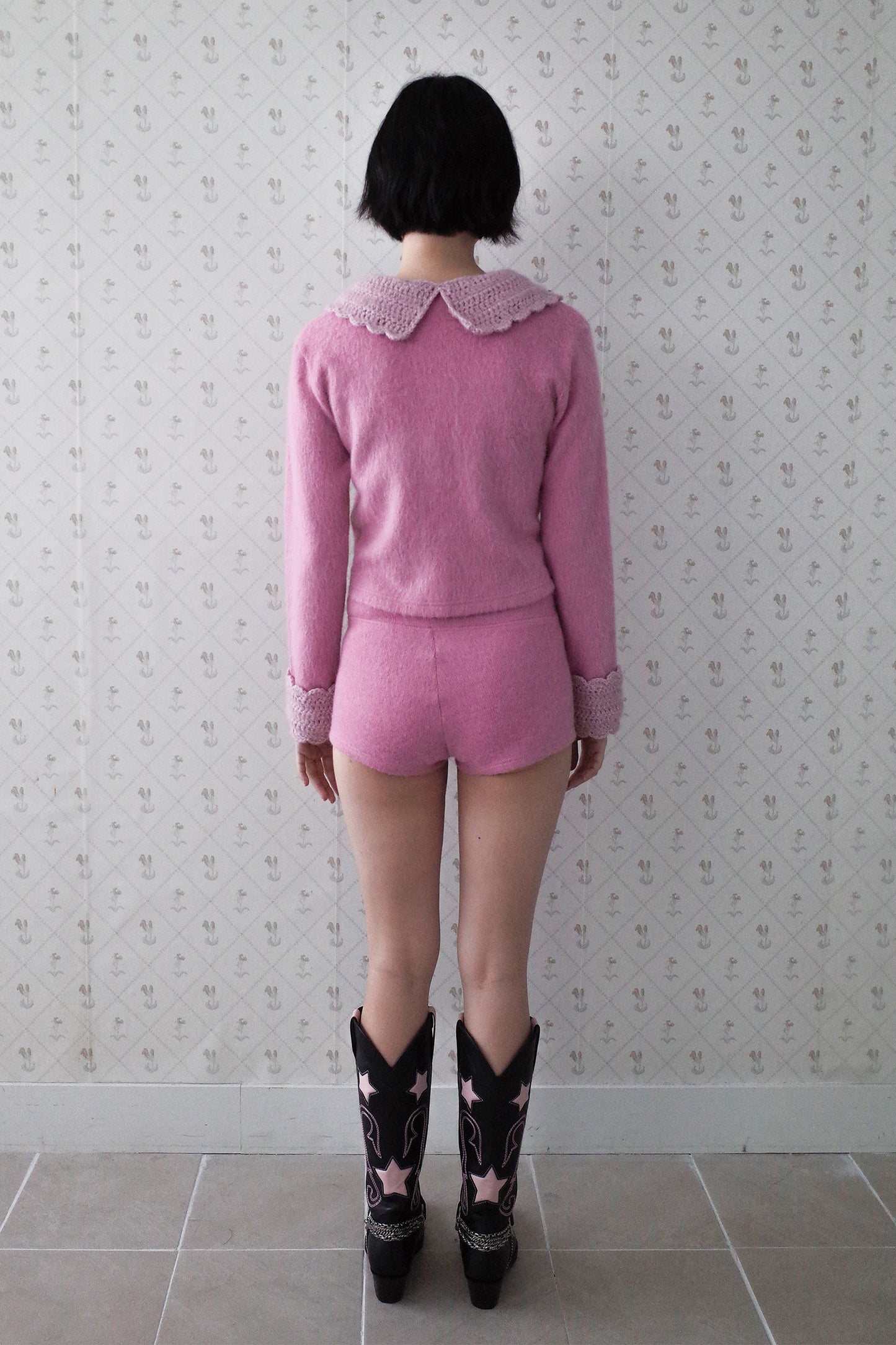 Crochet Peter Pan Cardigan (Pink)