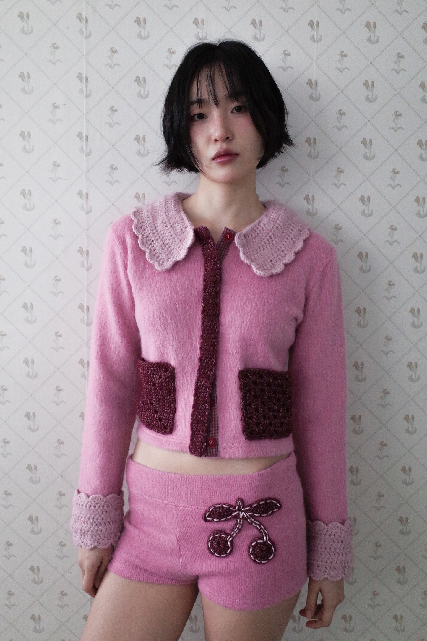 Crochet Peter Pan Cardigan (Pink)