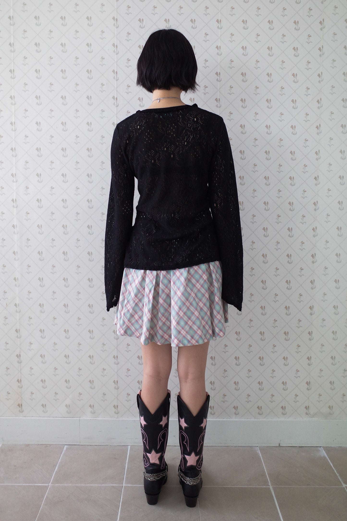Brushed Lace Tunic Top (Black)