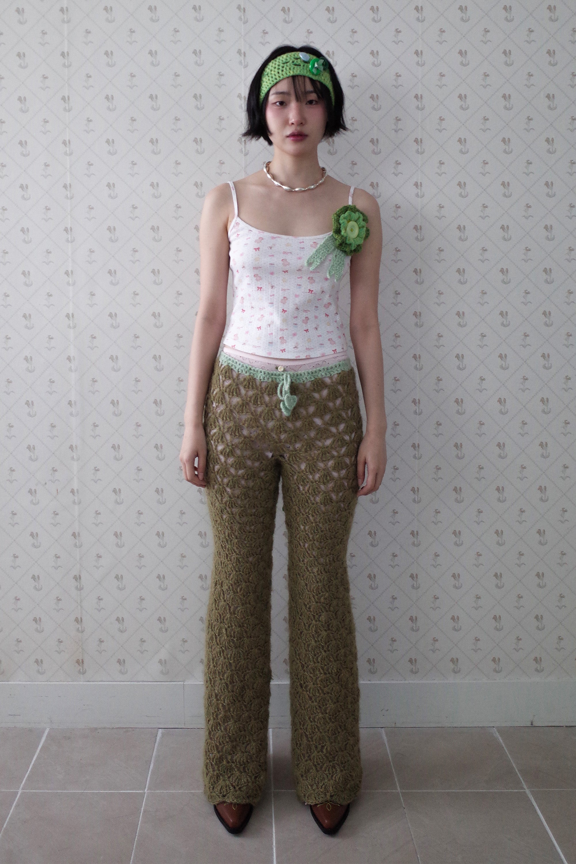 Buttons alpaca head band green