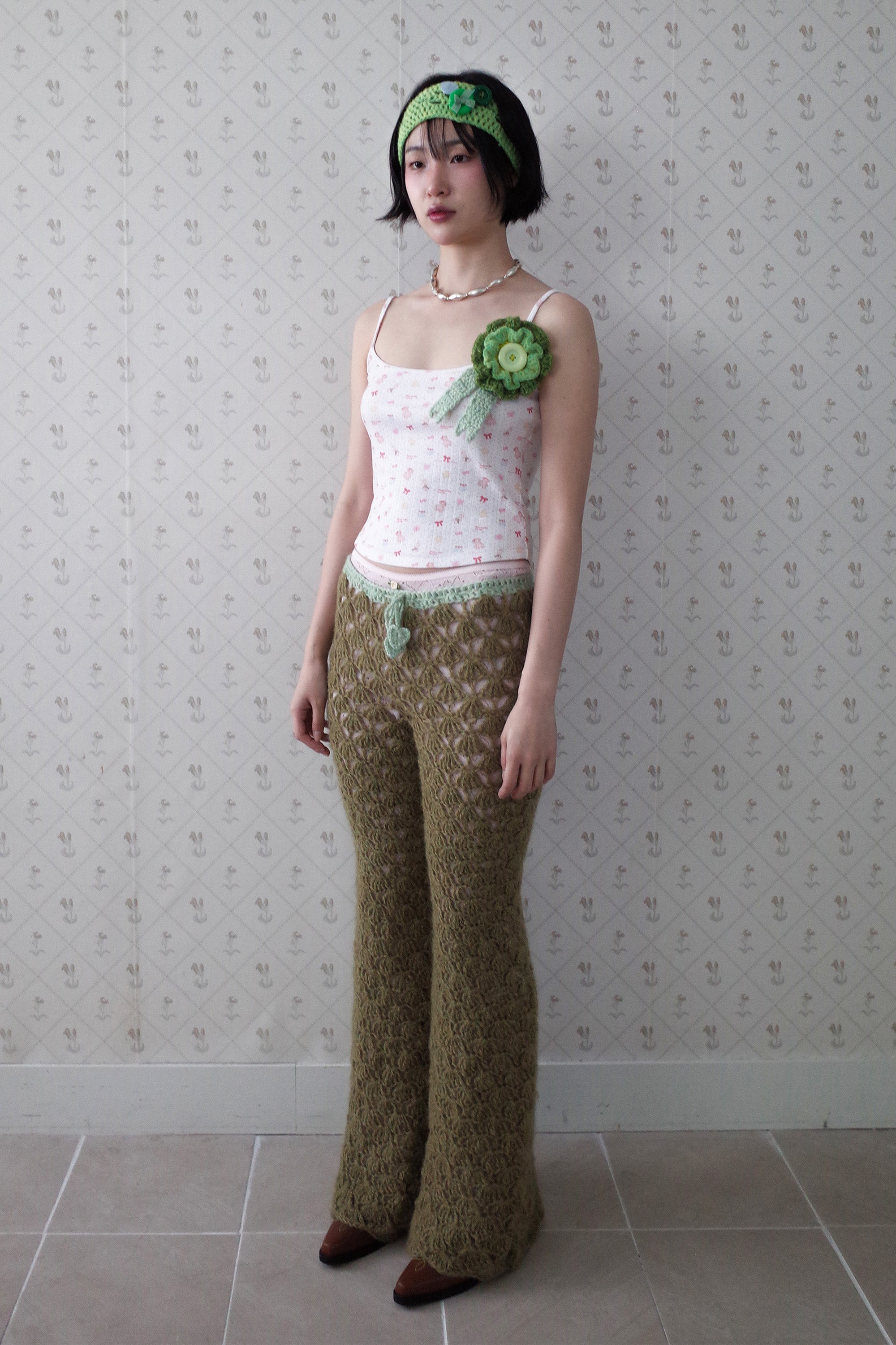 Buttons alpaca head band green