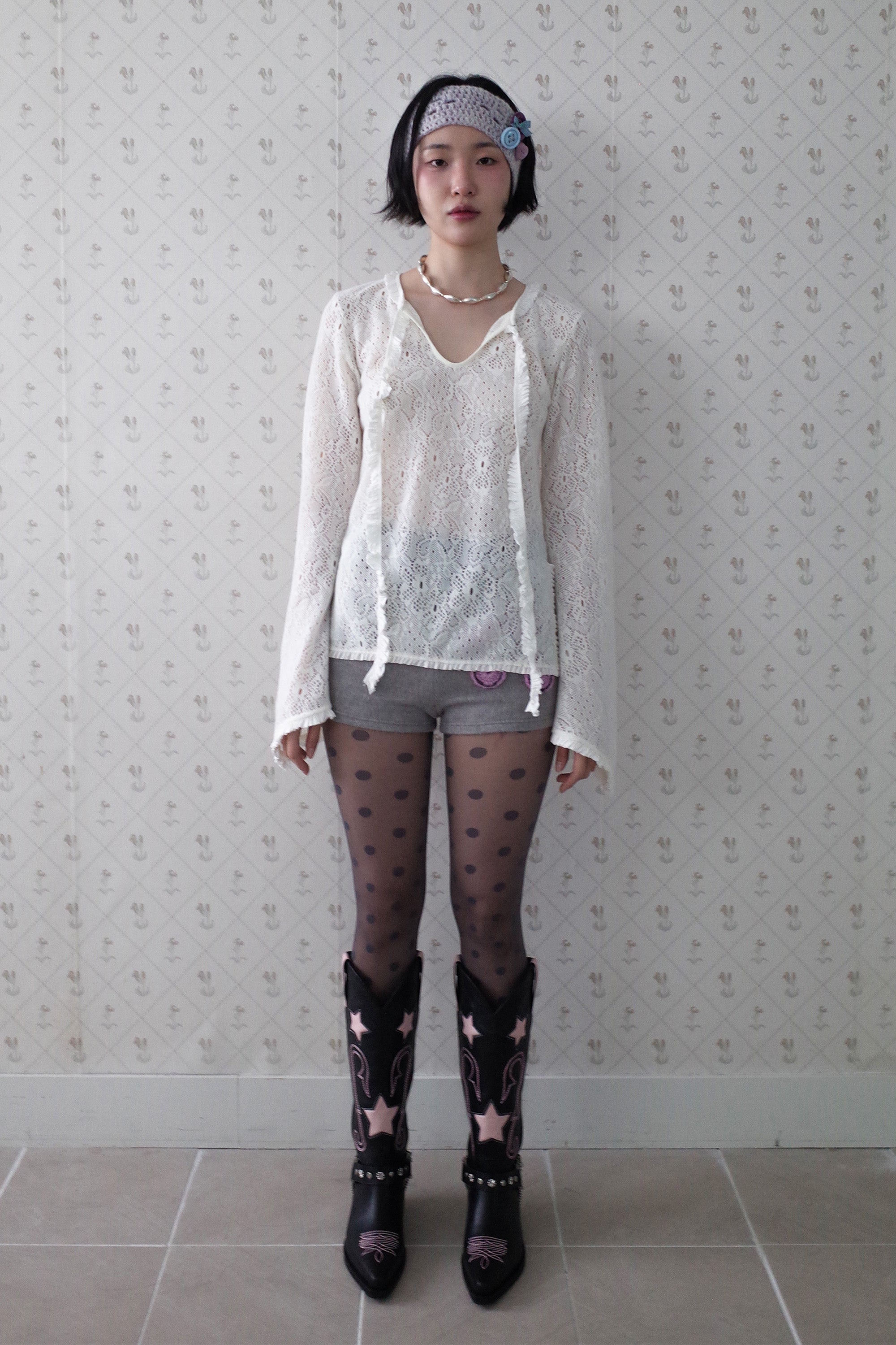 Buttons alpaca head band lavender