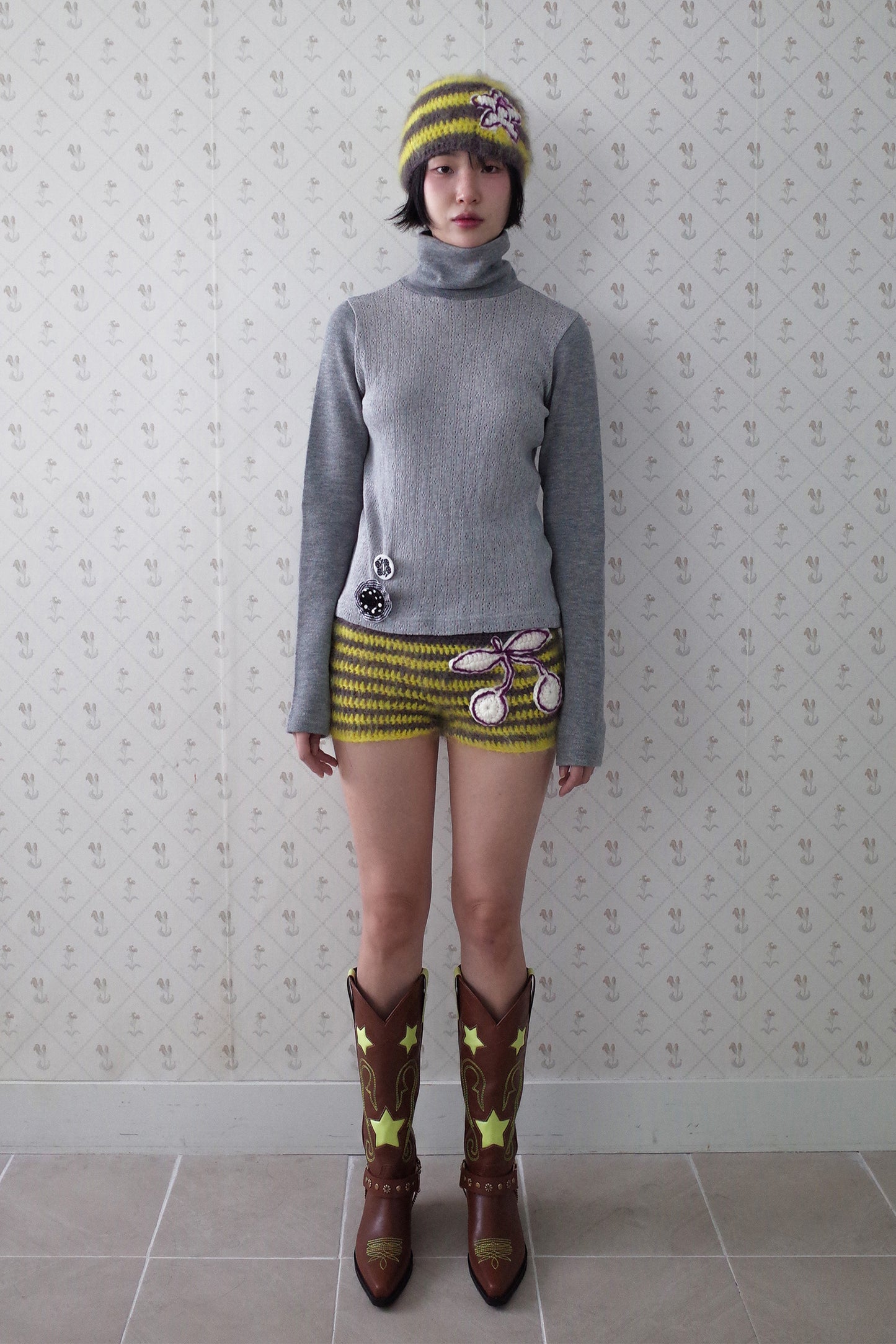 Soft Wool Turtle Neck Top (Grey)