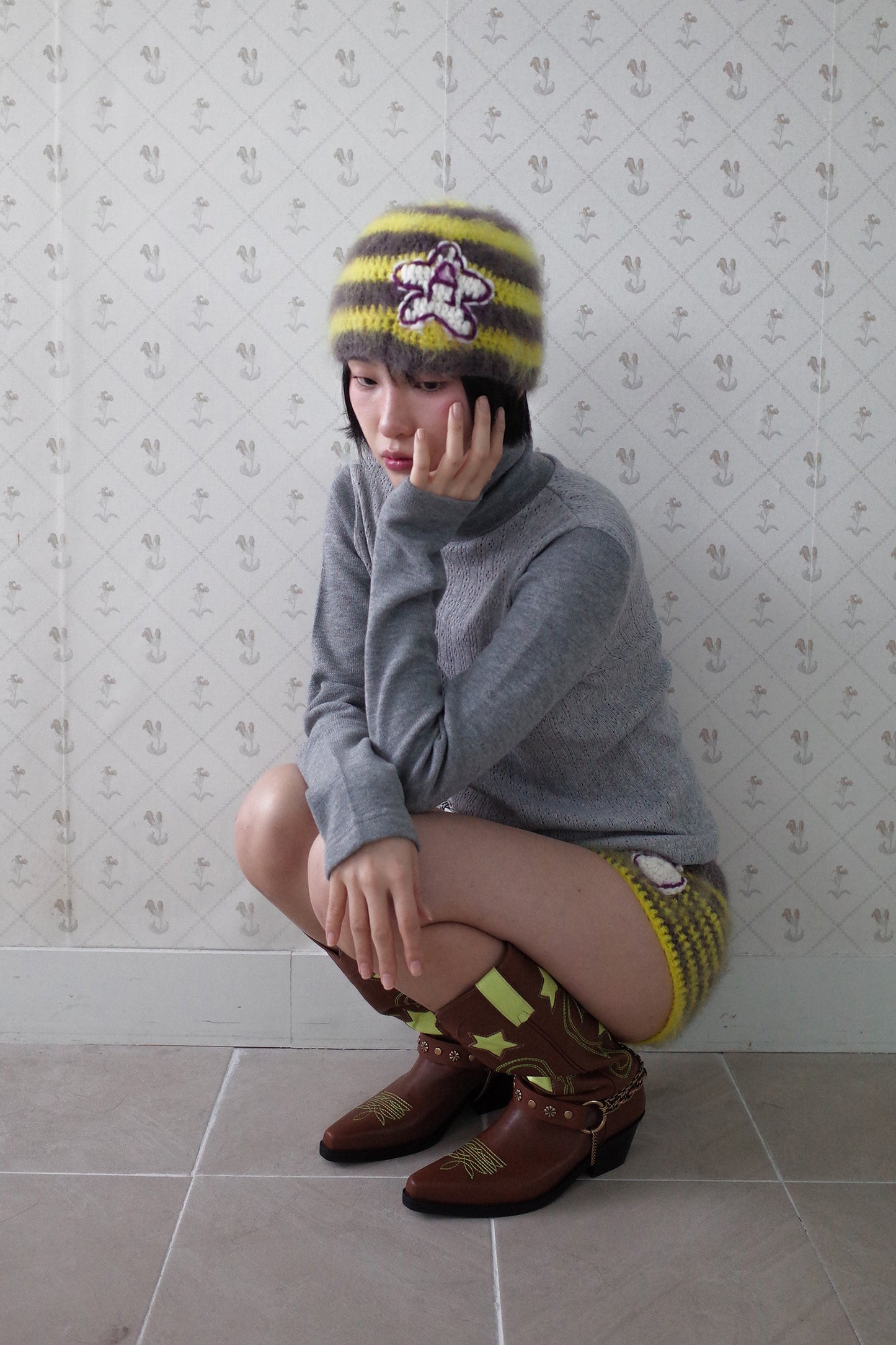 Soft Wool Turtle Neck Top (Grey)
