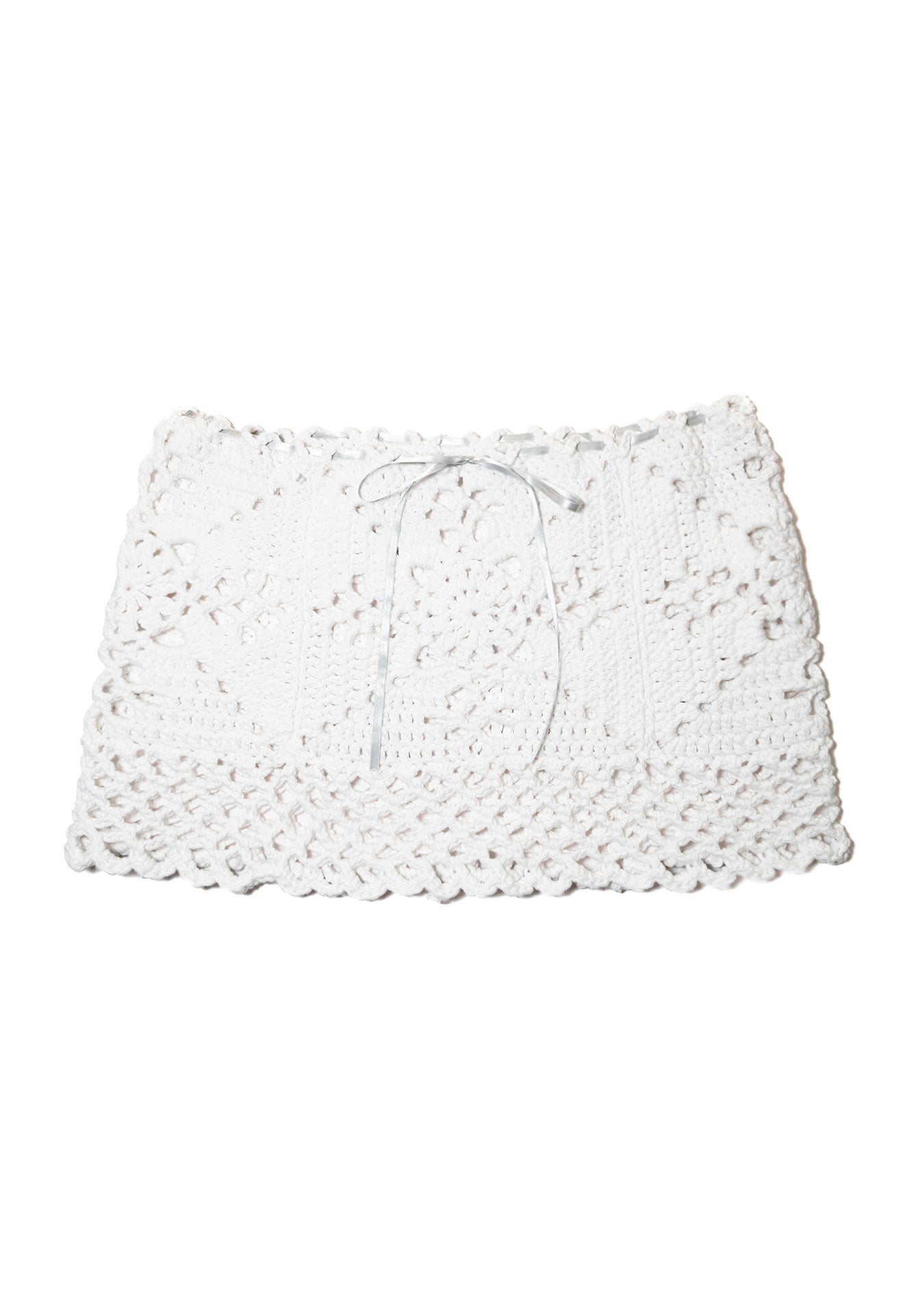 Cotton Crochet Mini Skirt (White)