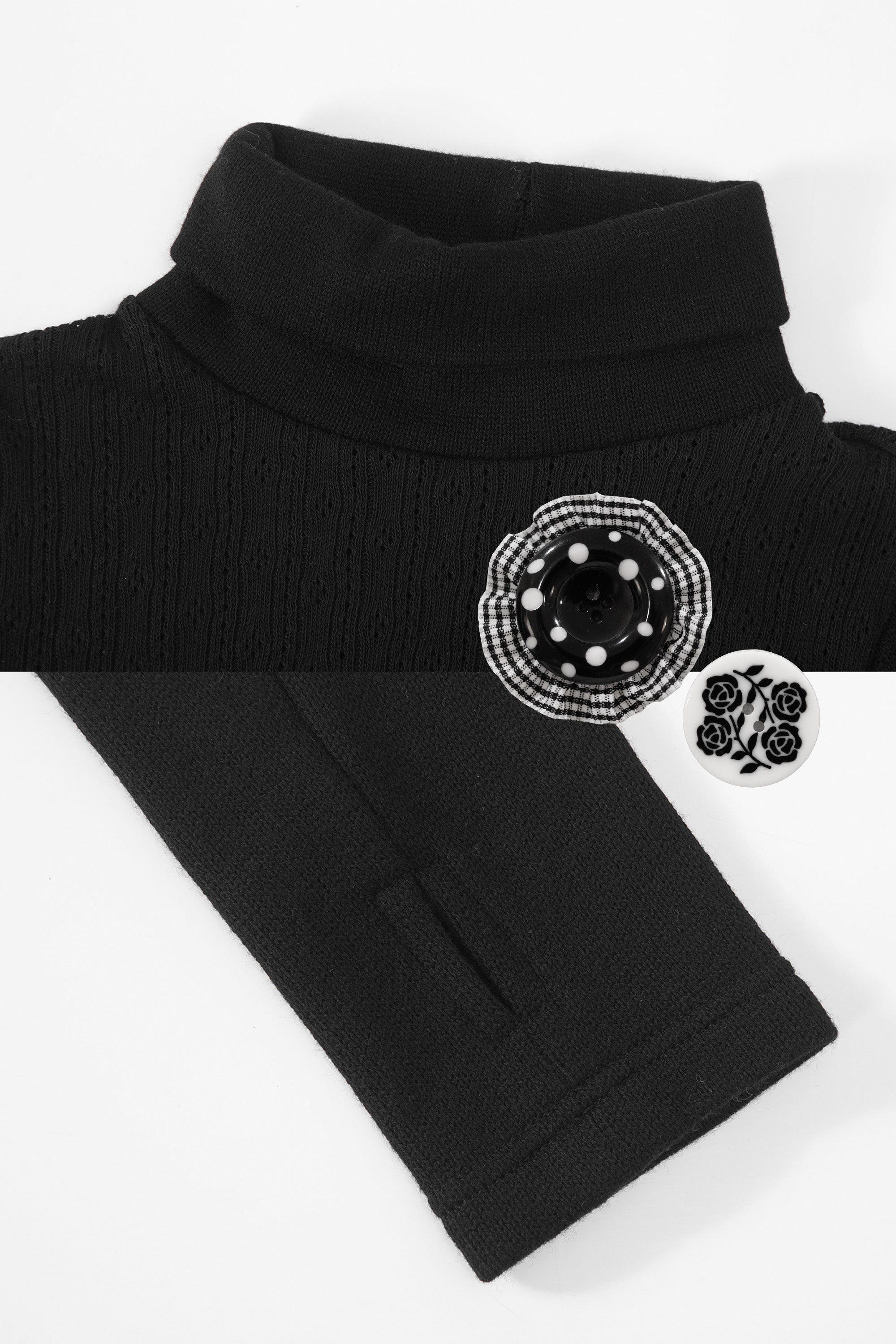 Soft wool turtle neck top (&buttons) black