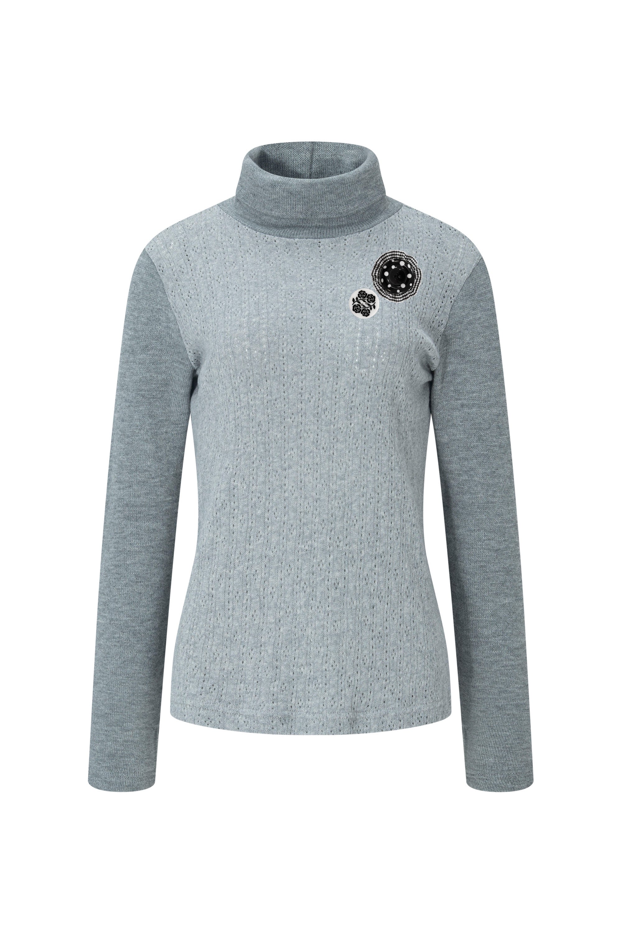 Soft wool turtle neck top(&buttons) grey