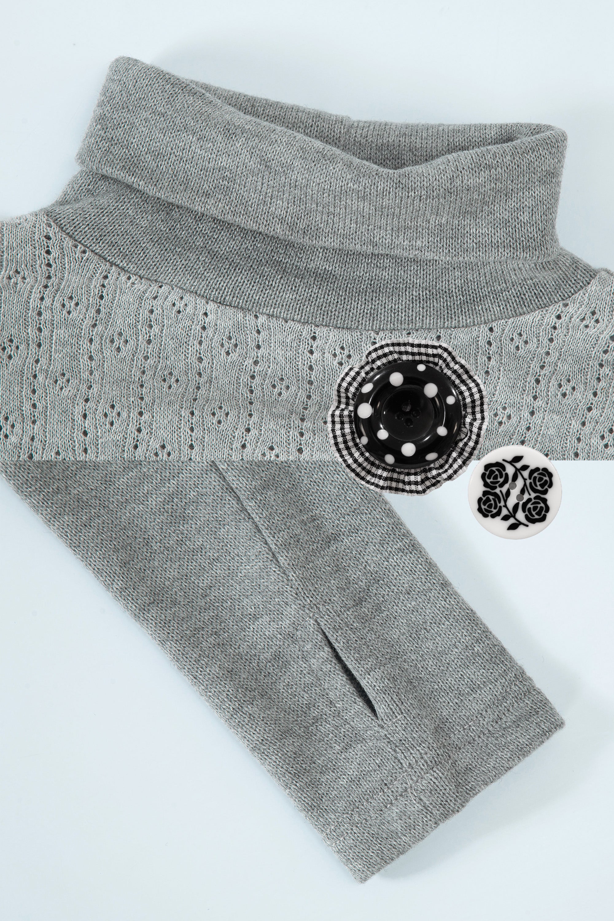 Soft wool turtle neck top(&buttons) grey