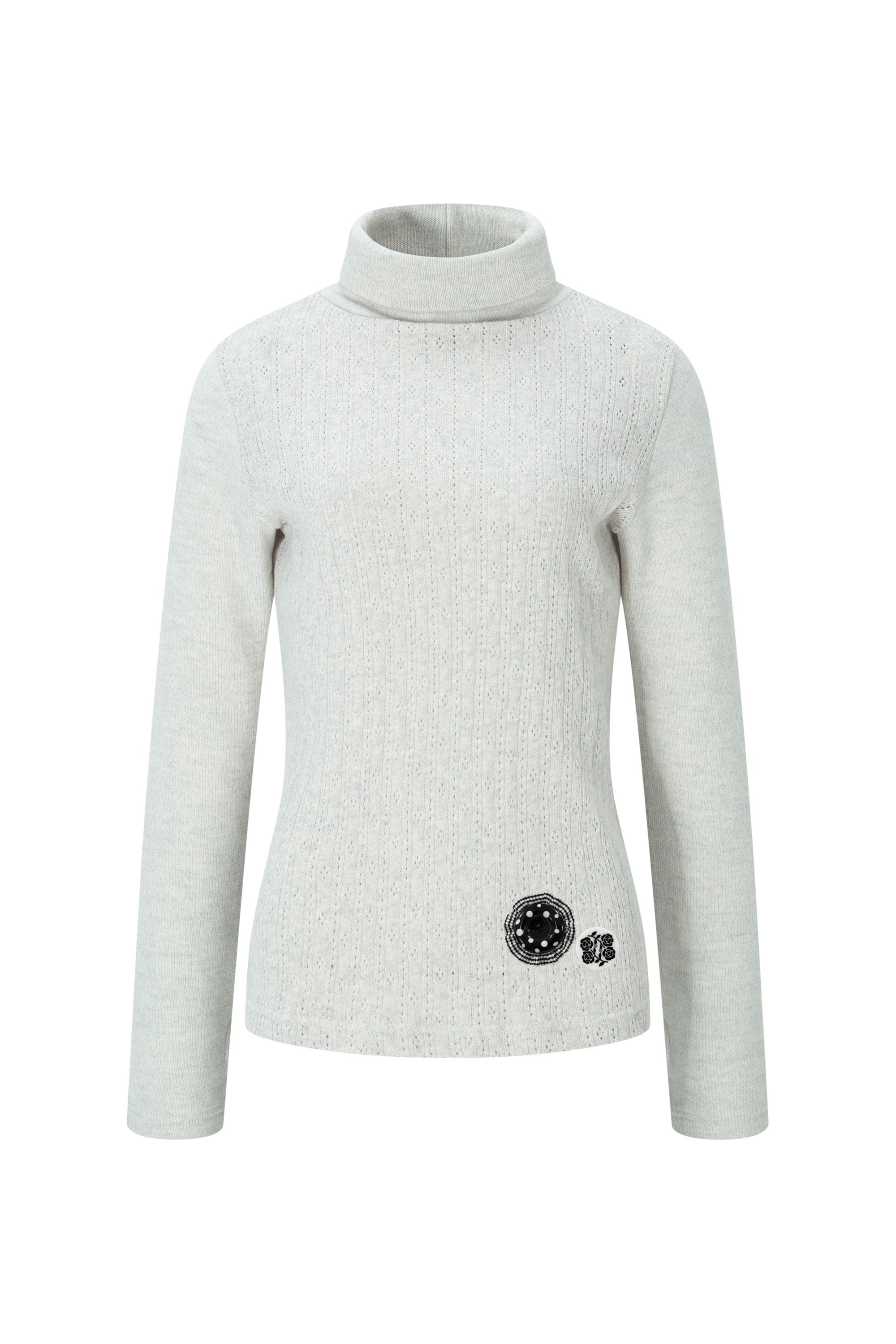 Soft wool turtle neck top (&buttons) oeatmeal