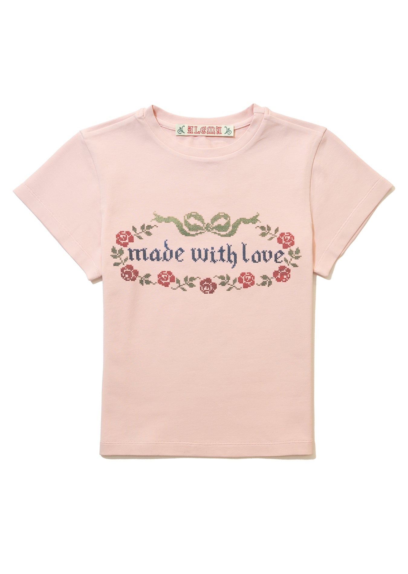 CROSS STITCH MADE WITL LOVE T_PINK