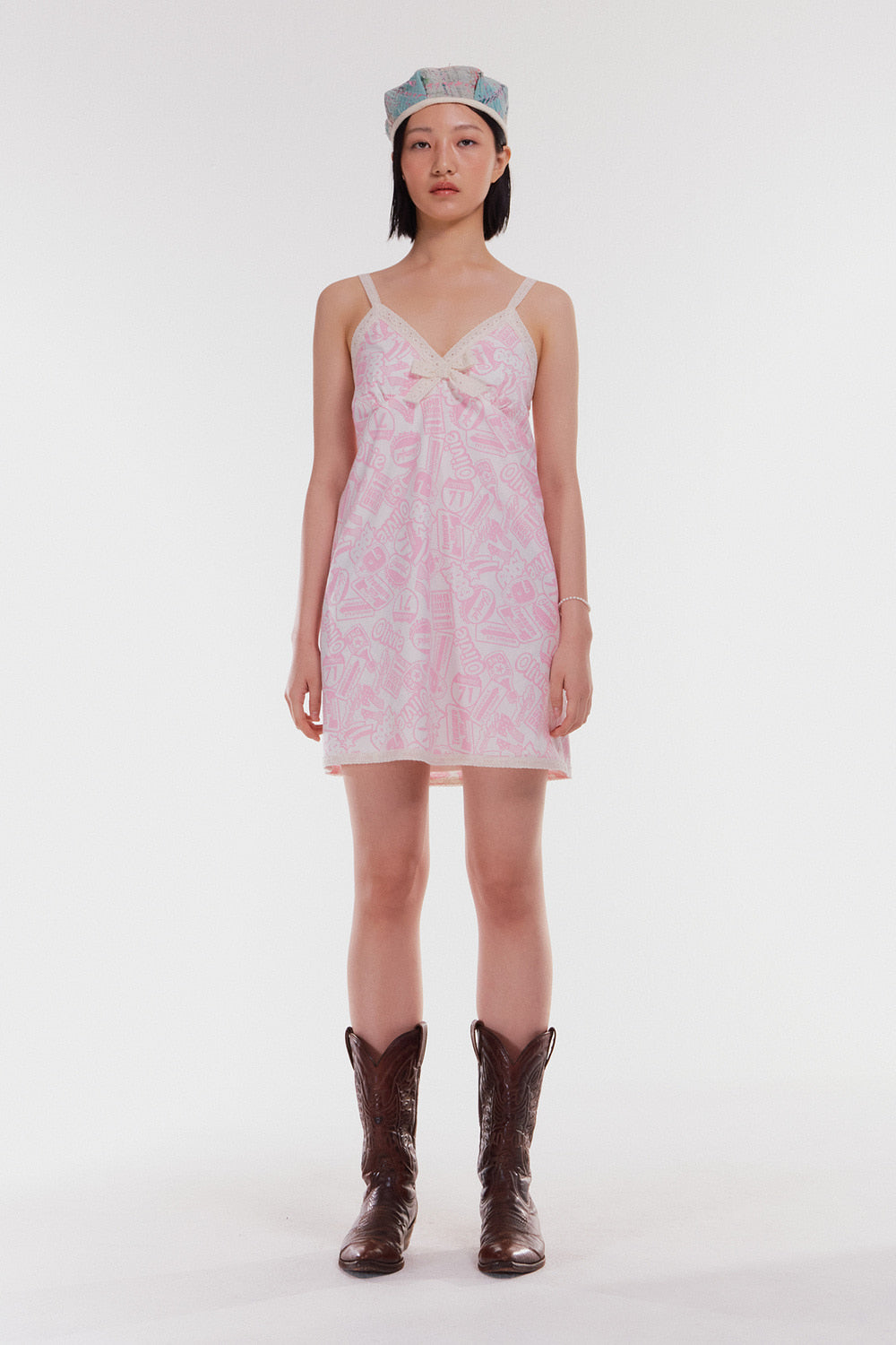 Lettering Slip Dress (Pink)