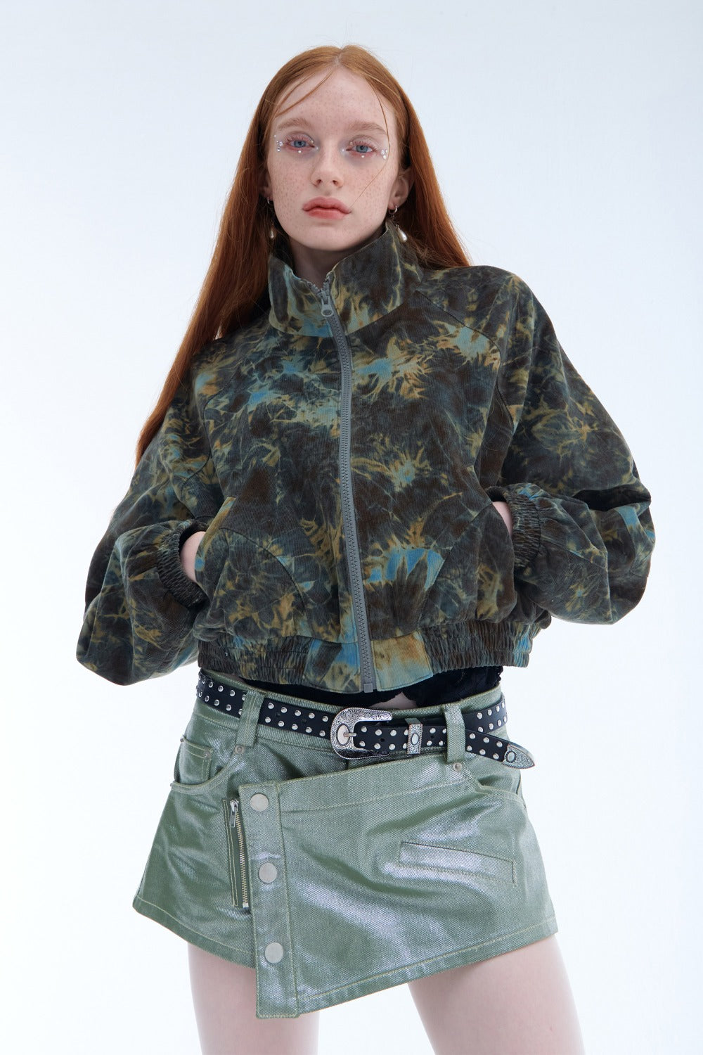 Tie-Dyed Corduroy Crop Jumper (Khaki)