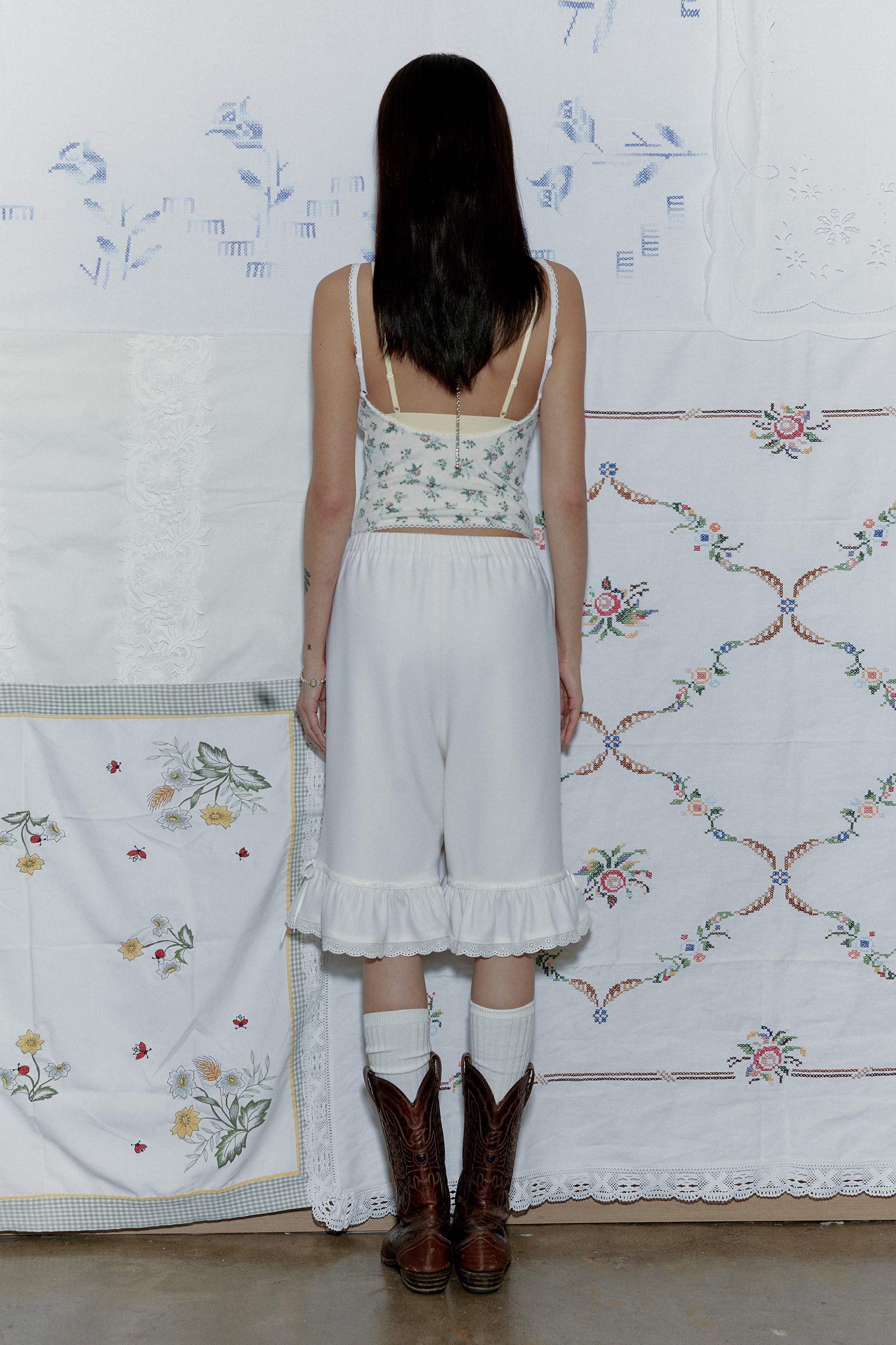 WOOL BLOOMER BERMUDA PANTS_WHITE