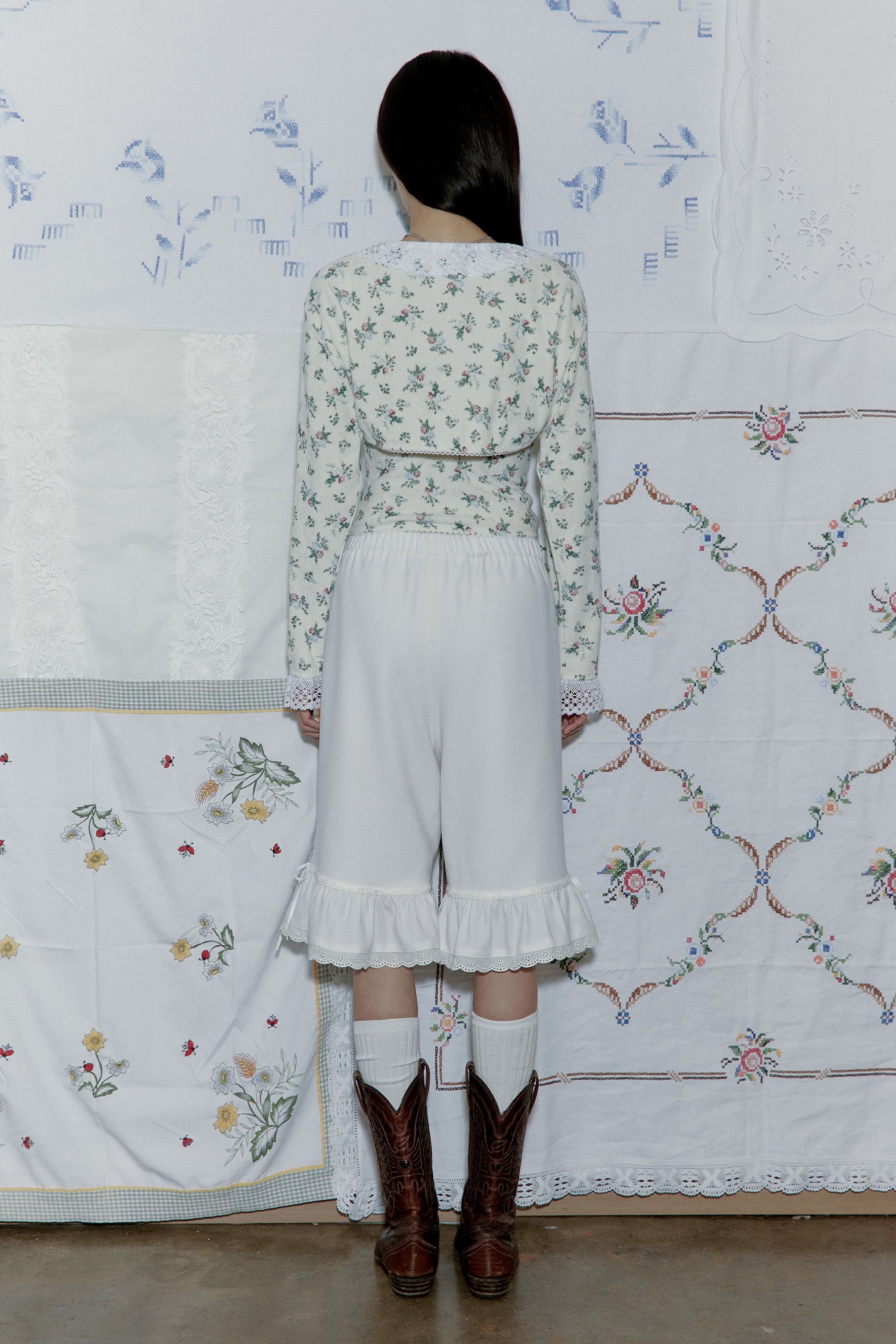 VINTAGE FLOWER TERRY CARDIGAN_CREAM