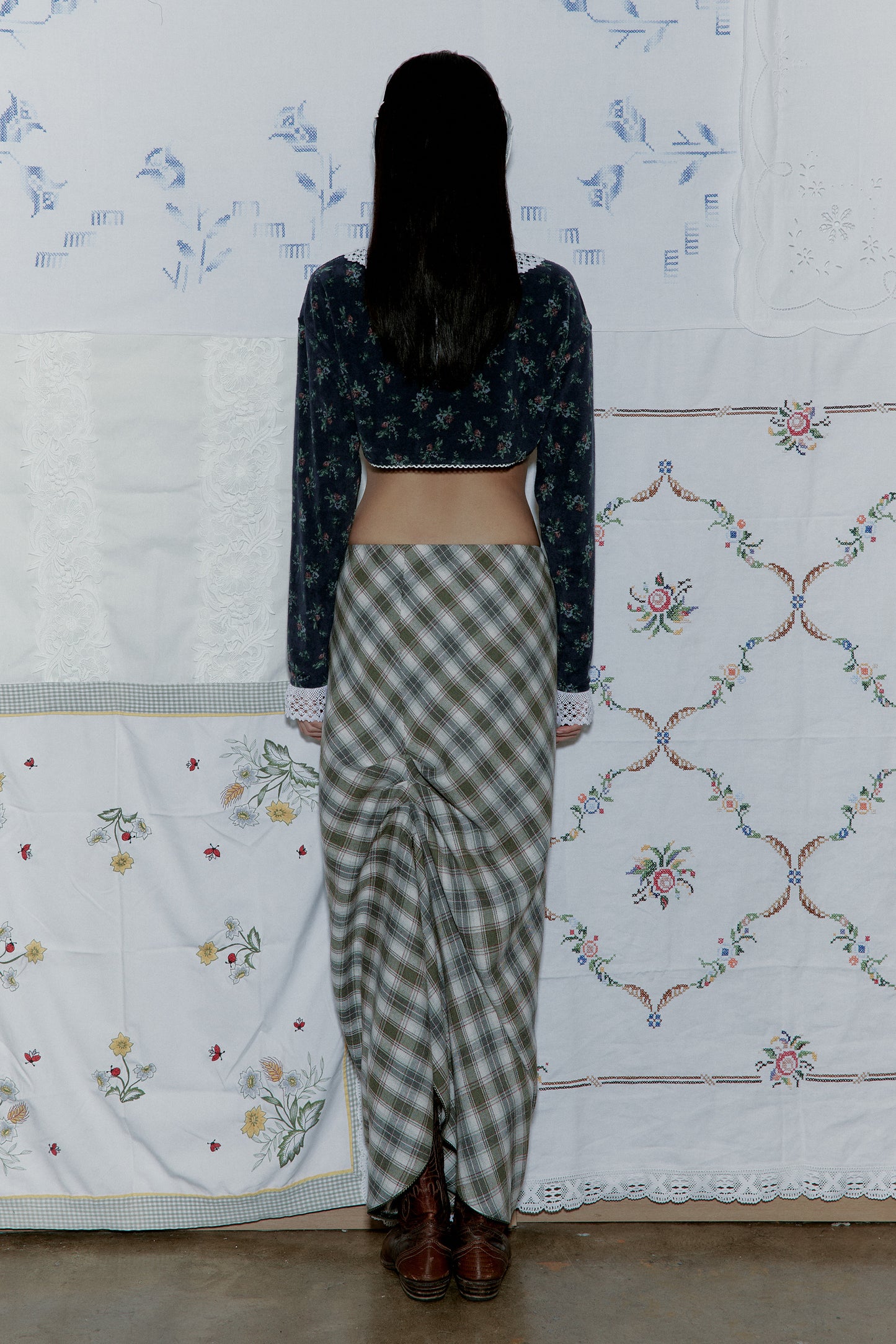 Vintage Flower Terry Cardigan (Navy)