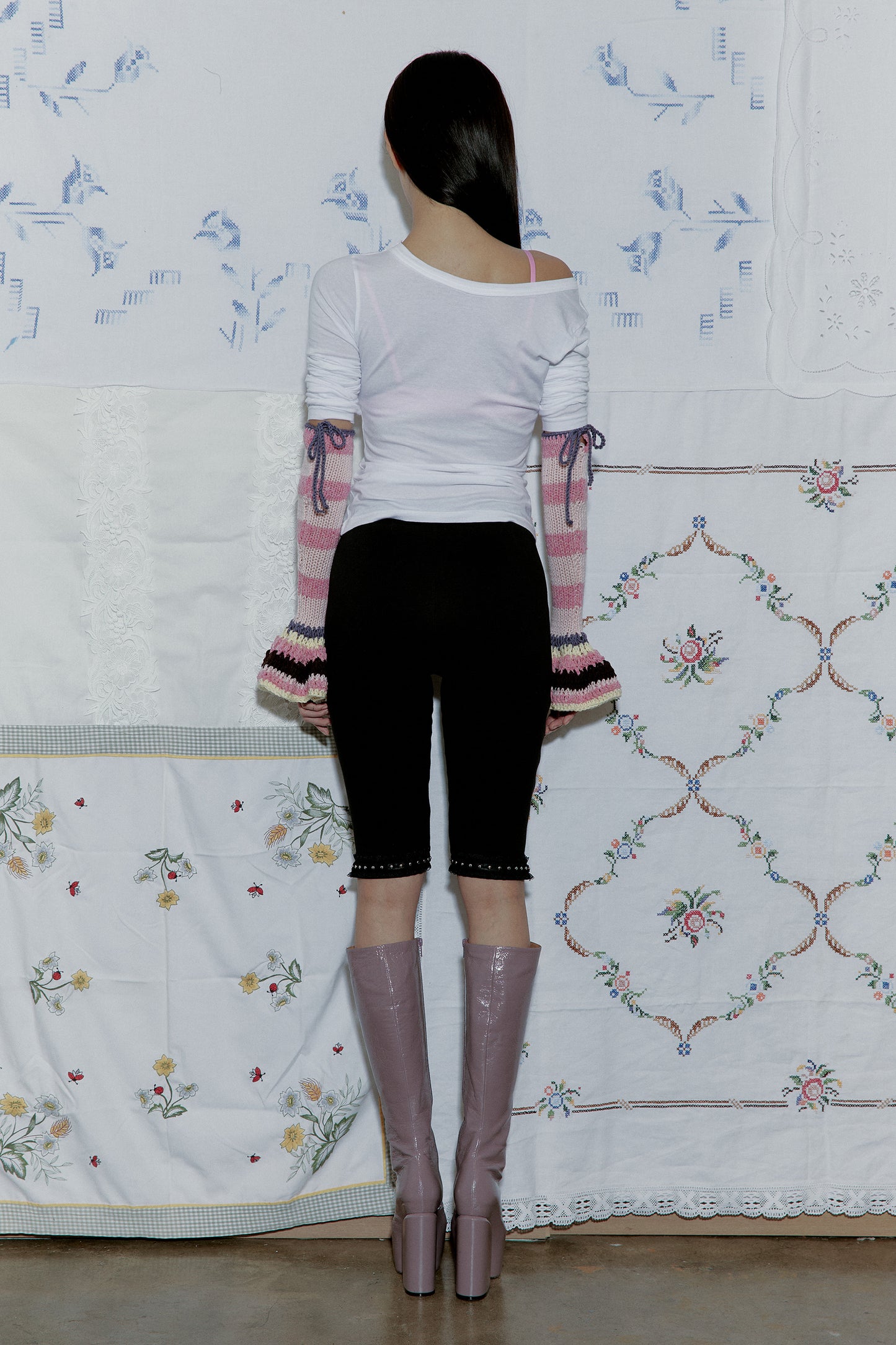 Tweed Wool Arm Warmer (Pink)