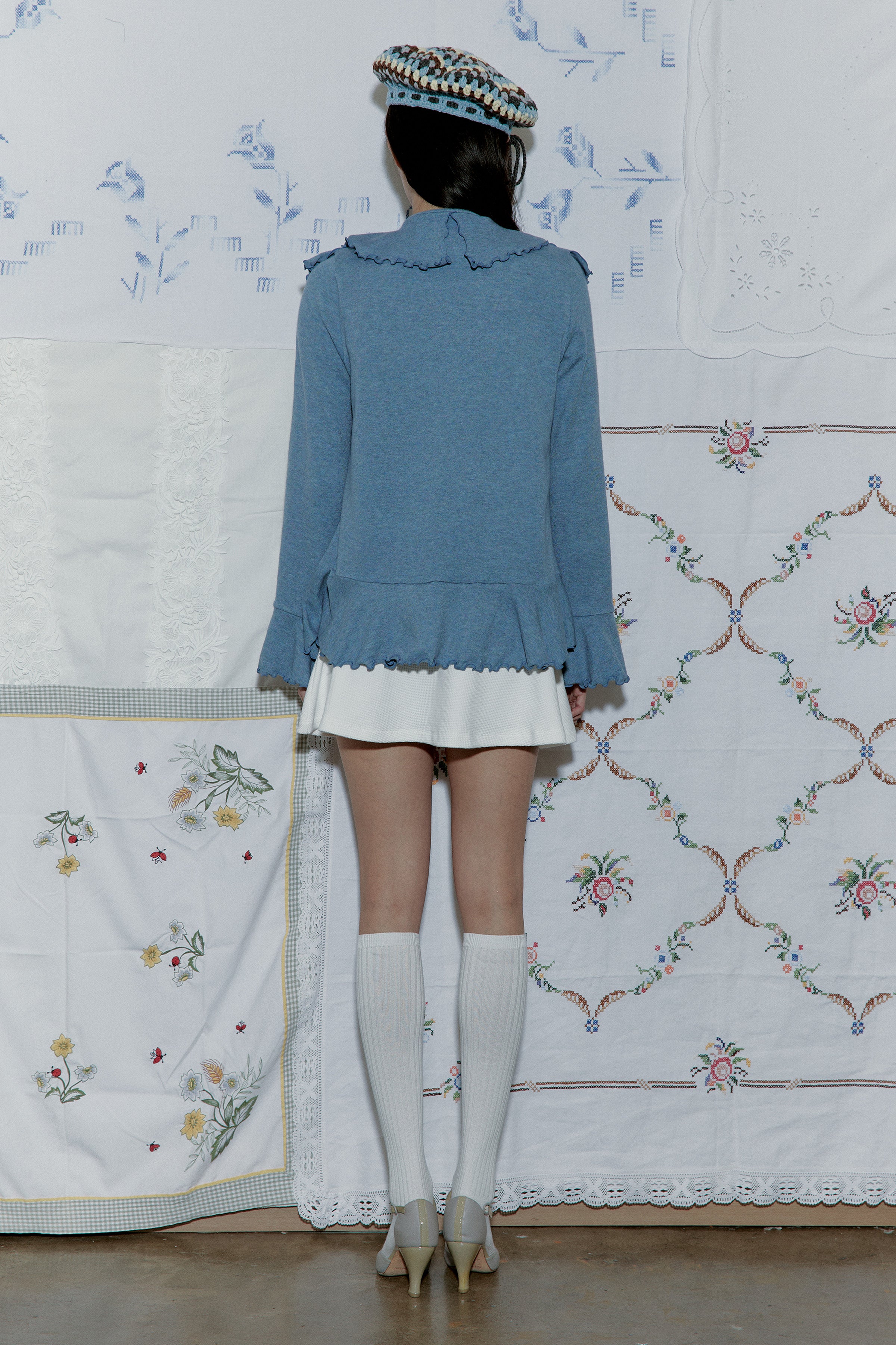 HIPPIE RUFFLE CARDIGAN_BLUE