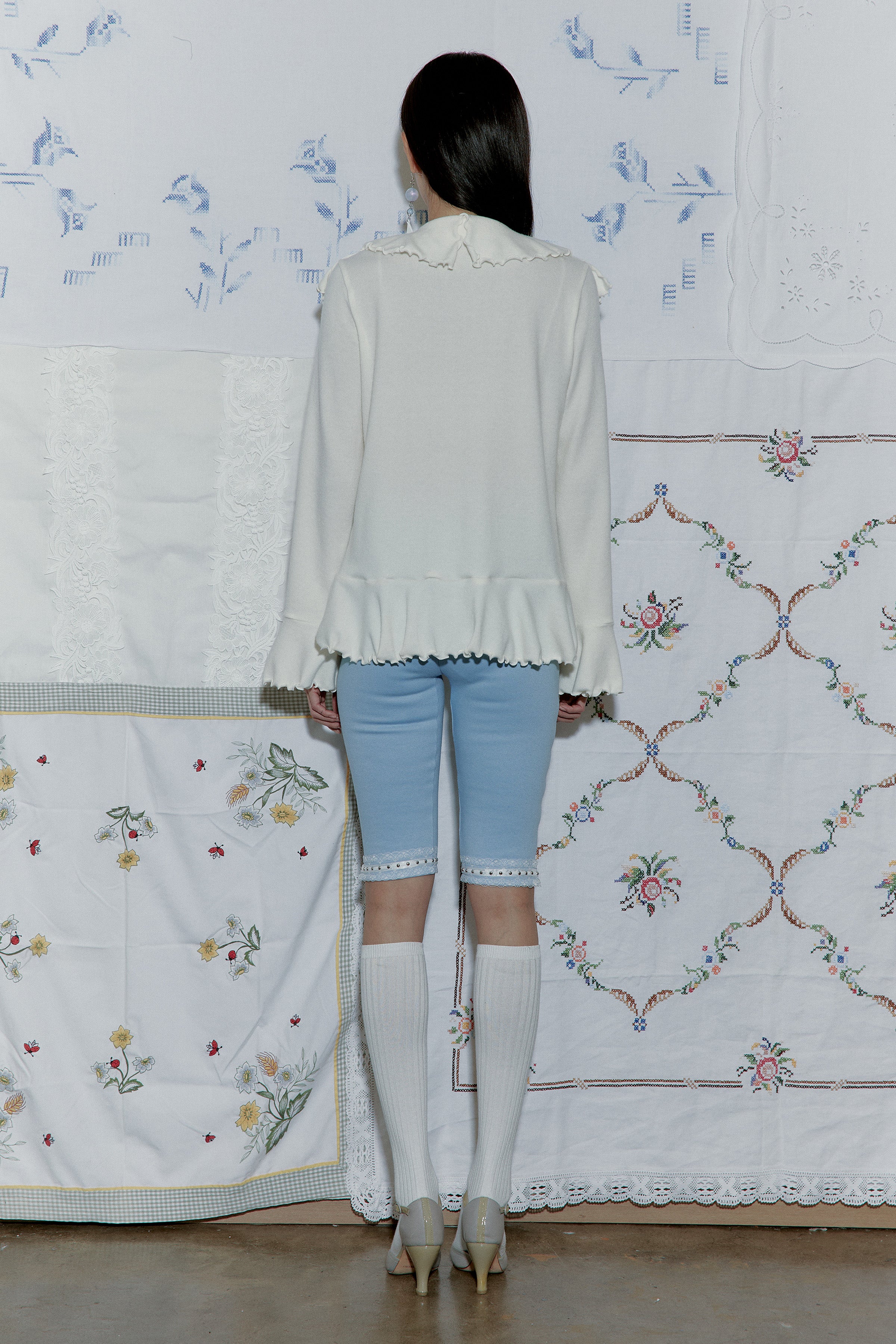 HIPPIE RUFFLE CARDIGAN_ECRU