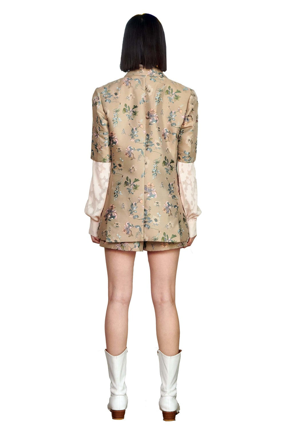 Full Flower Half Sleeve Jacket (Beige)