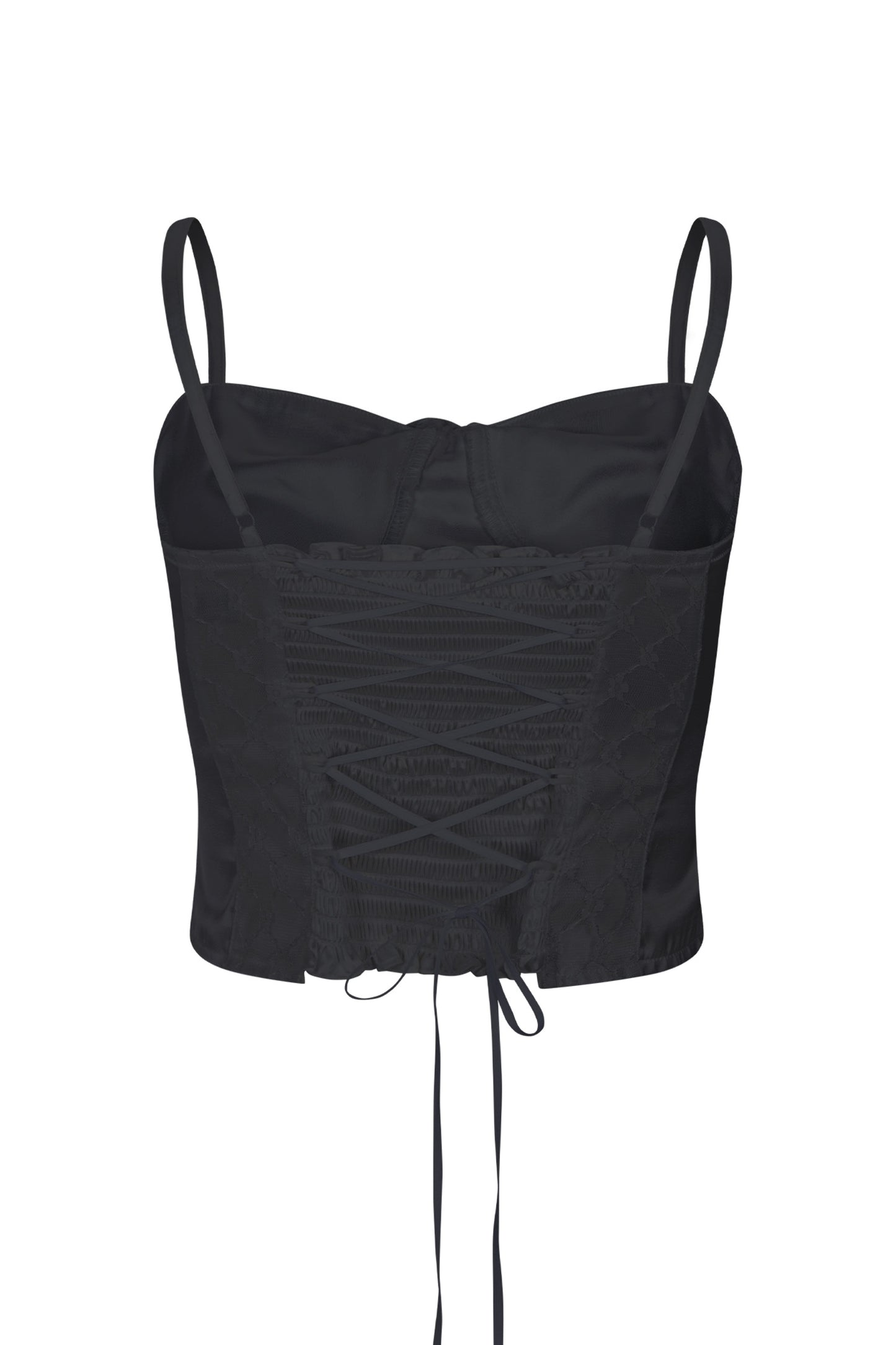 Silky Rose Corset Bustier (Black)
