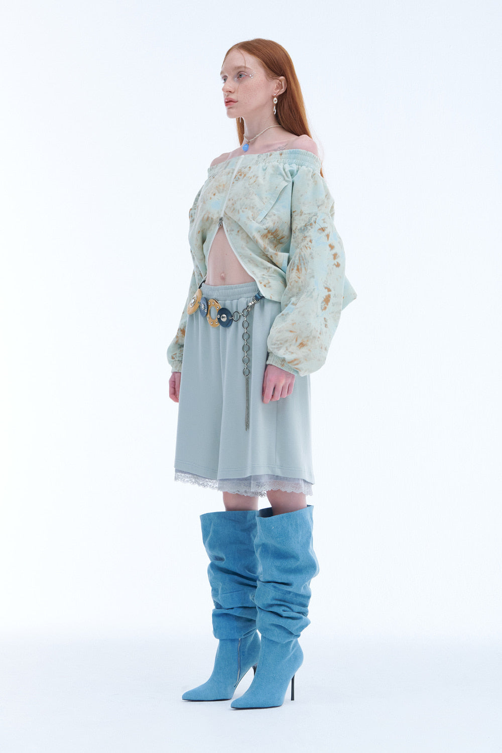 TIE-DYED CORDUROY CROP JUMPER_LIGHT BLUE