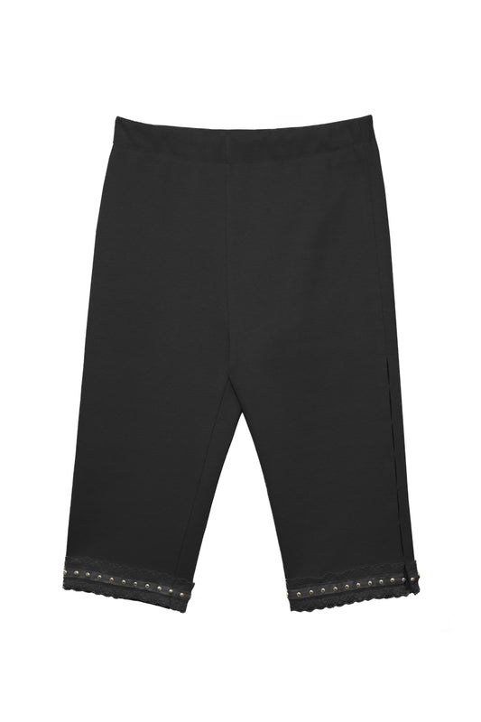 Side Hole Capri Pants (Black)