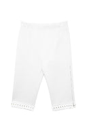 Side Hole Capri Pants (White)