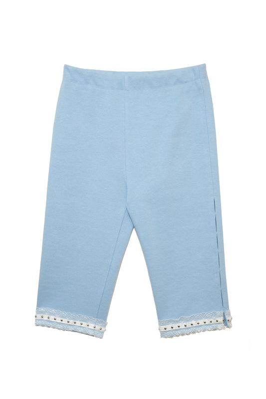 Side Hole Capri Pants (Light Blue)