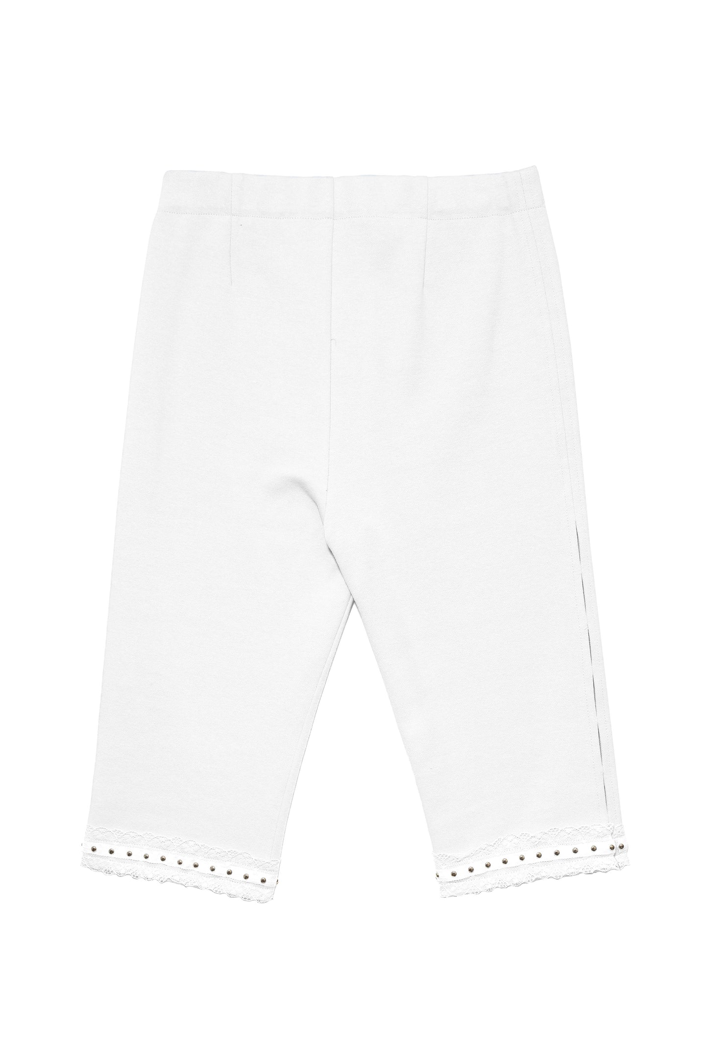 Side Hole Capri Pants (White)