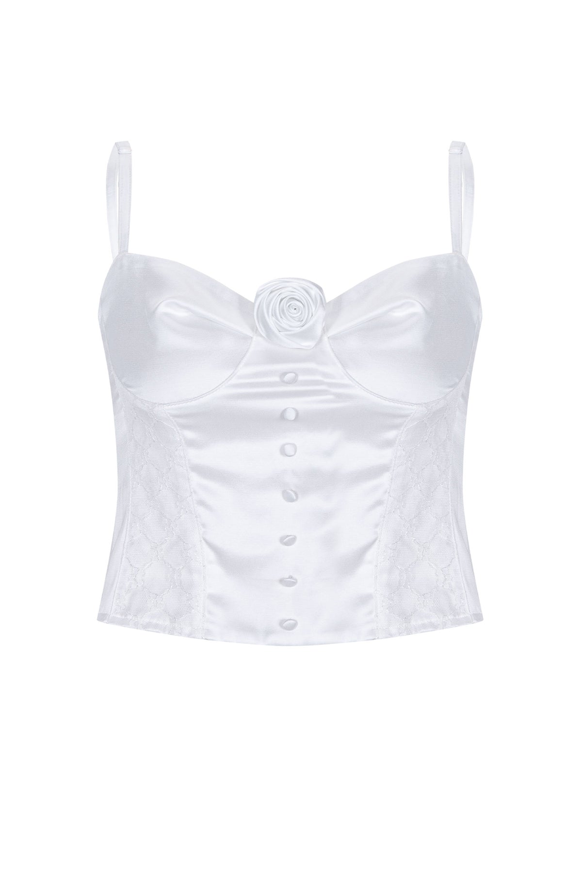 Silky Rose Corset Bustier (White)