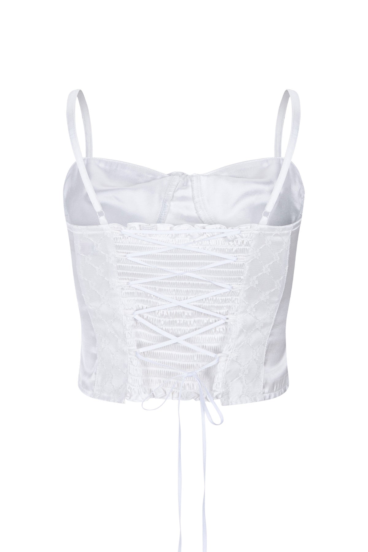 Silky Rose Corset Bustier (White)